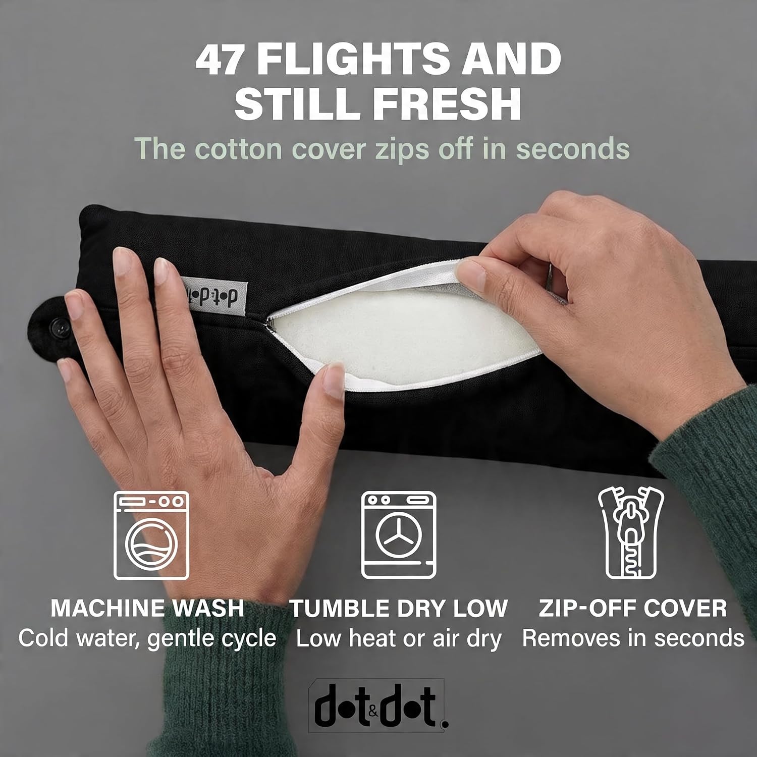 Thumbnail 6 de Dot&Dot TSMFP25O Twist Memory Foam Travel Pillow, 26-Inch, Washable Cotton