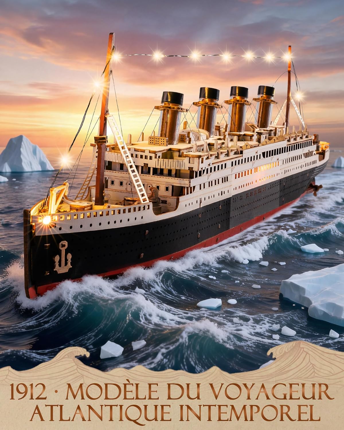 Thumbnail 1 de Rolife Puzzle 3D en Bois Titanic — Kit de Construction à Clipser, 433 Pièces