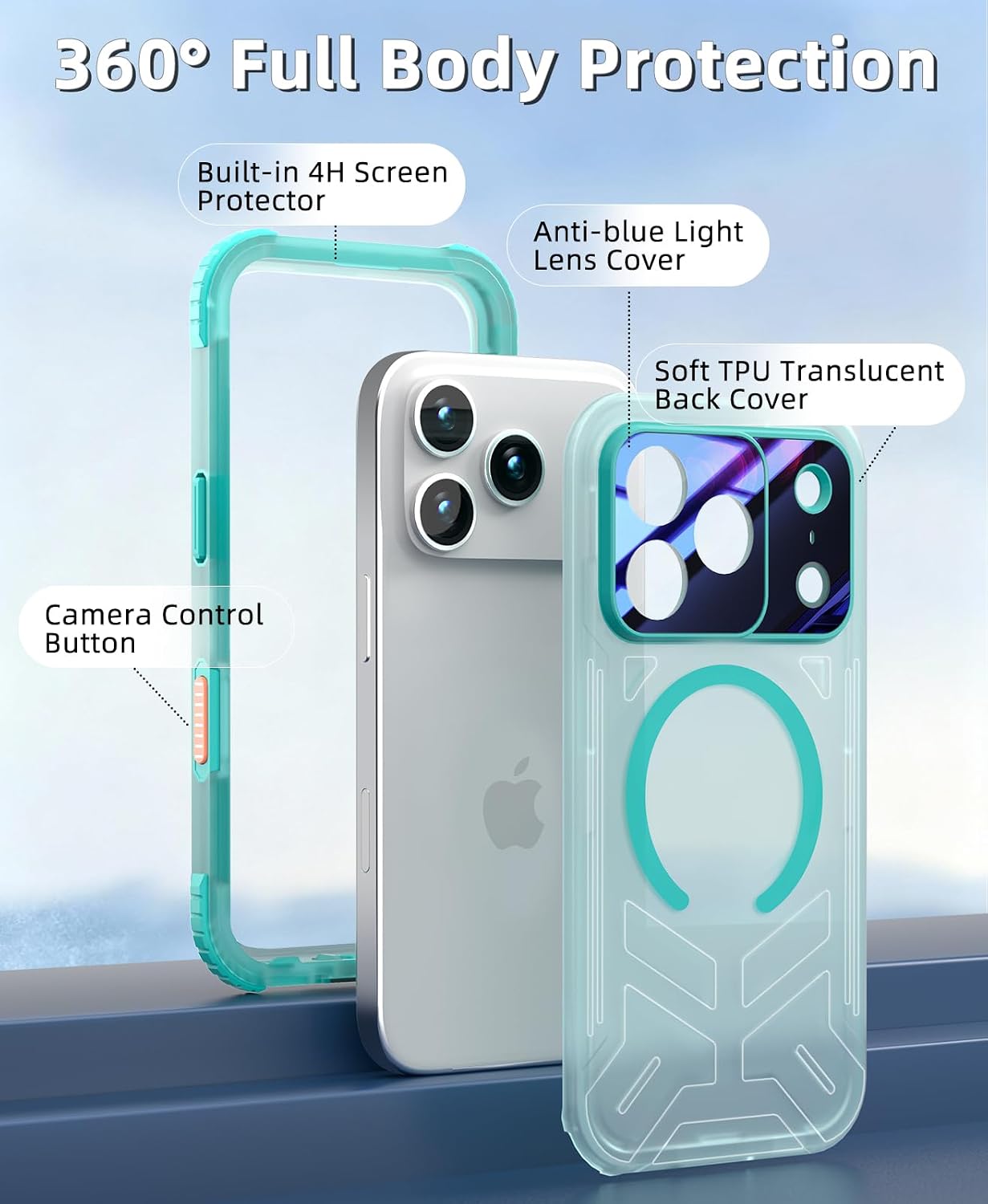Detalle de Beeasy Cover Impermeabile IP68 per iPhone 17 Pro Max 6,9" - Blu, MagSafe e Protezione Militare
