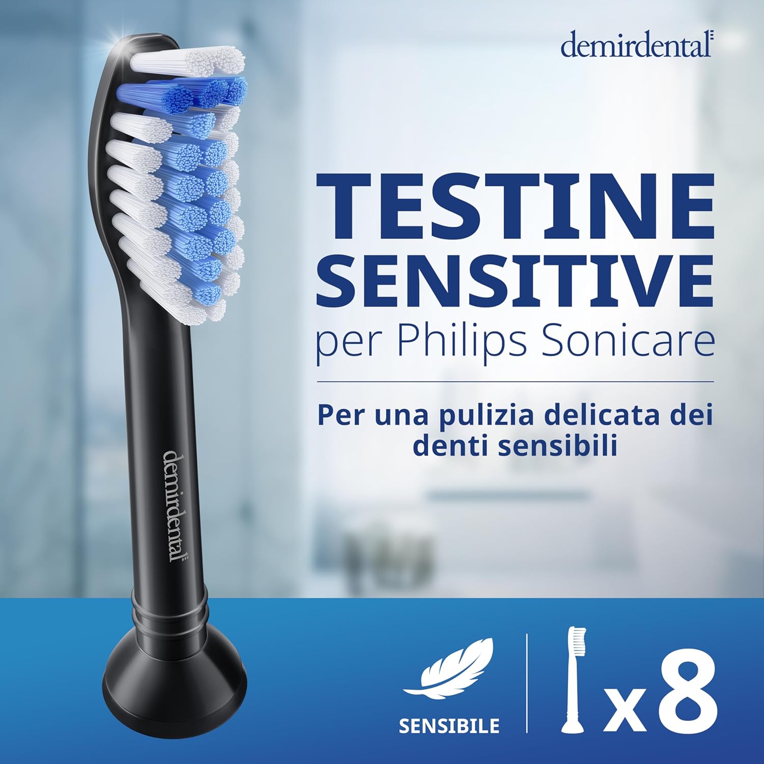 Thumbnail 1 de 8 Pack testine di ricambio demirdental compatibili con Philips Sonicare Sensibile (nero) HX6058b