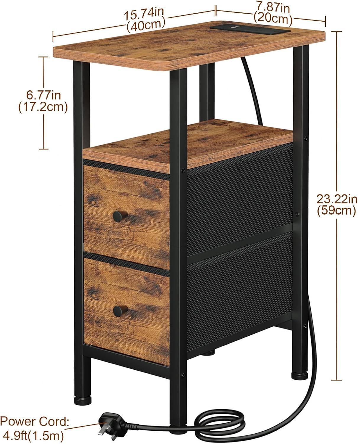 Detalle de AMHANCIBLE Slim Bedside Table 40cm
