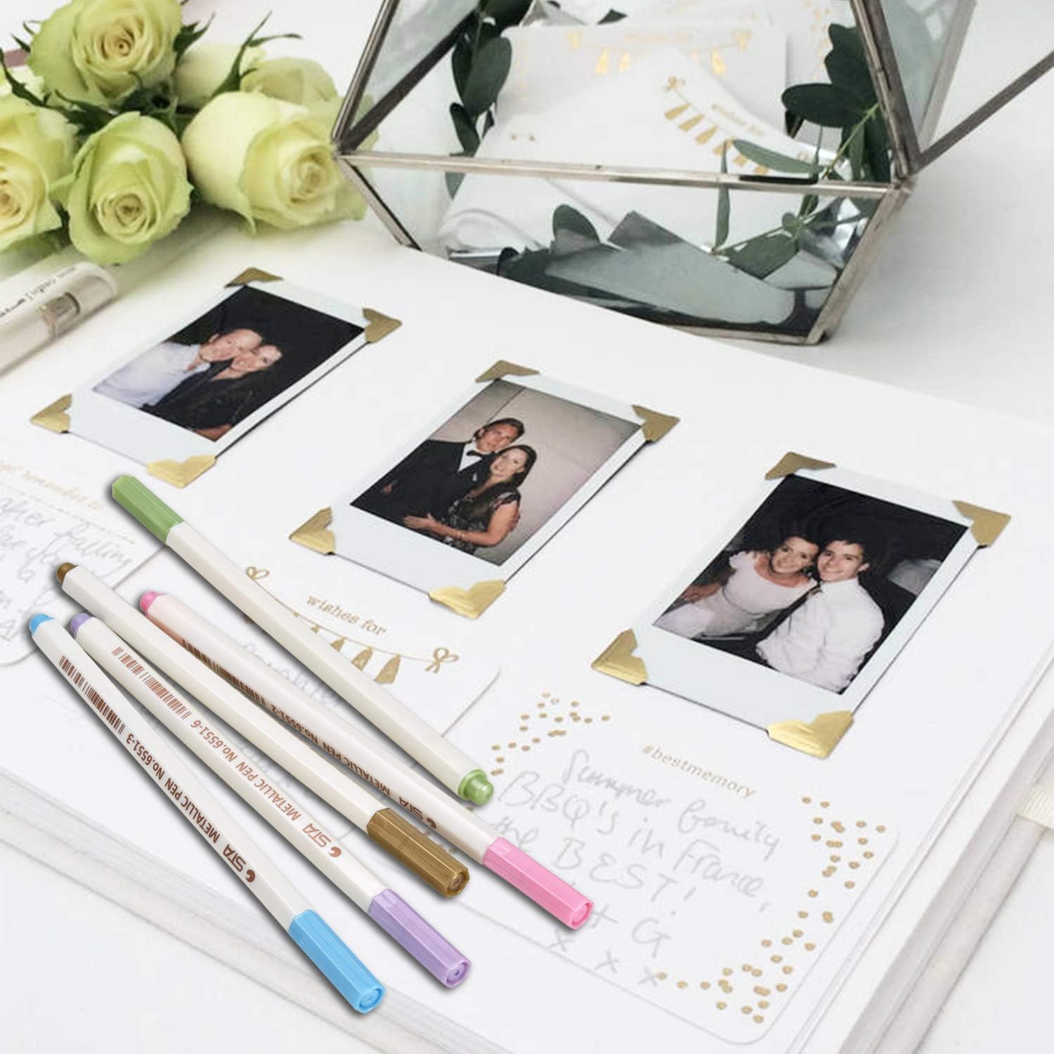 Thumbnail 3 de Metallic Stifte Set, 10 Farben – 1 mm Metallmarker für Fotoalben, Gästebuch und DIY auf dunklem Papier