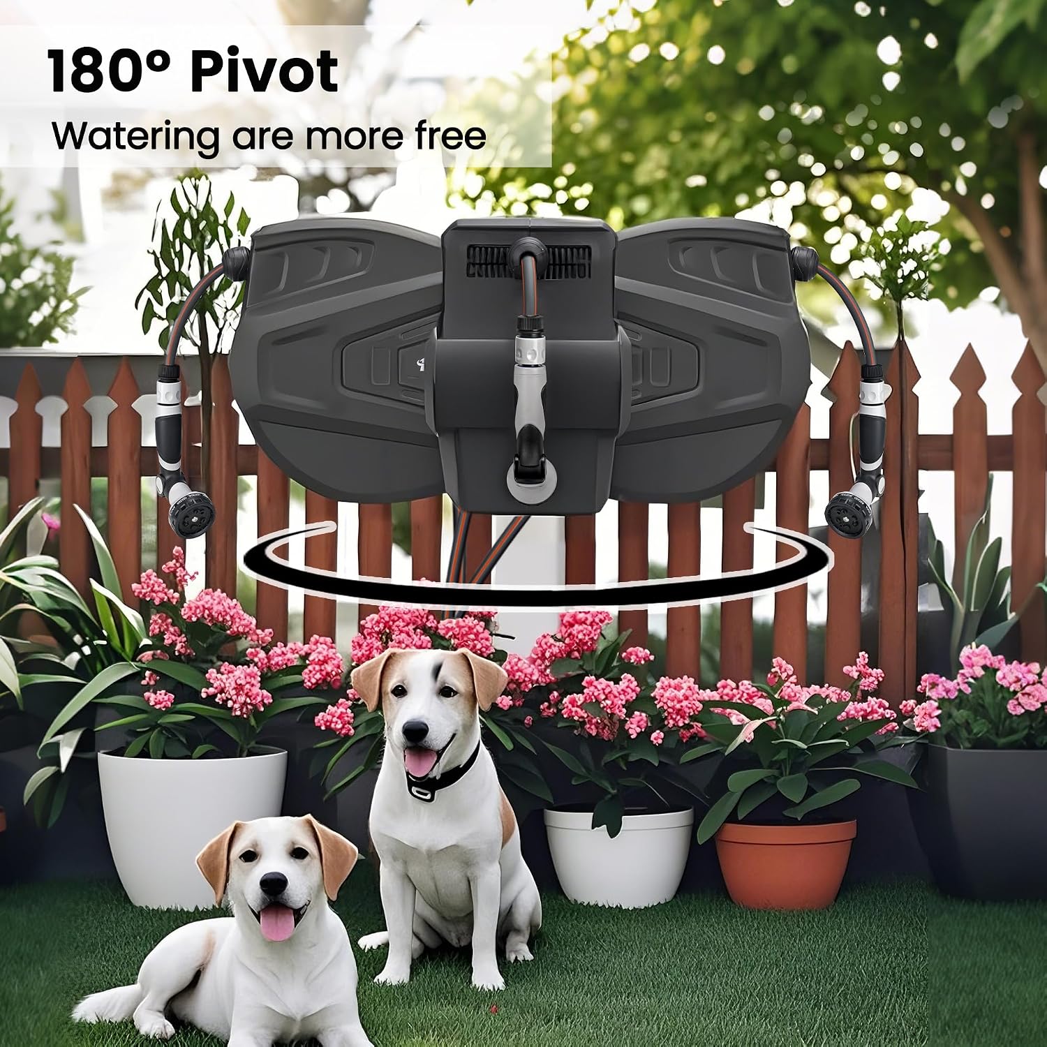 Thumbnail 5 de Roywel Auto Reel Garden Hose 40M: Wall‑Mounted Auto Rewind with 180° Pivot