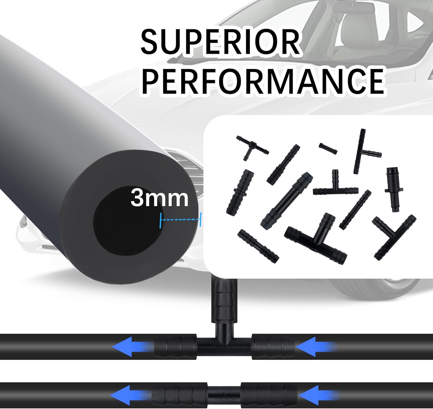 Thumbnail 3 de Multipurpose Vacuum Line Kit: 6x5ft Silicone Vacuum Hoses with 64 Connectors (70PCS total)