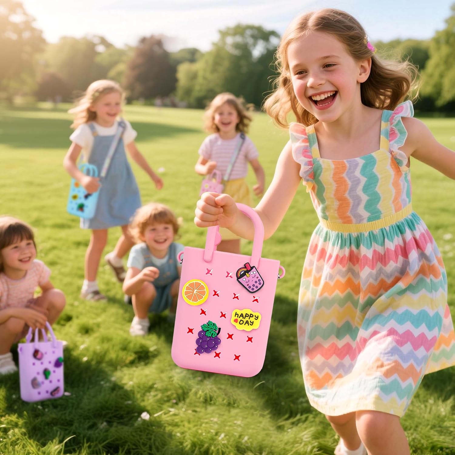 Detalle de Oudizz Silicone Hole Handbag Toddler Purse Crossbody Bag
