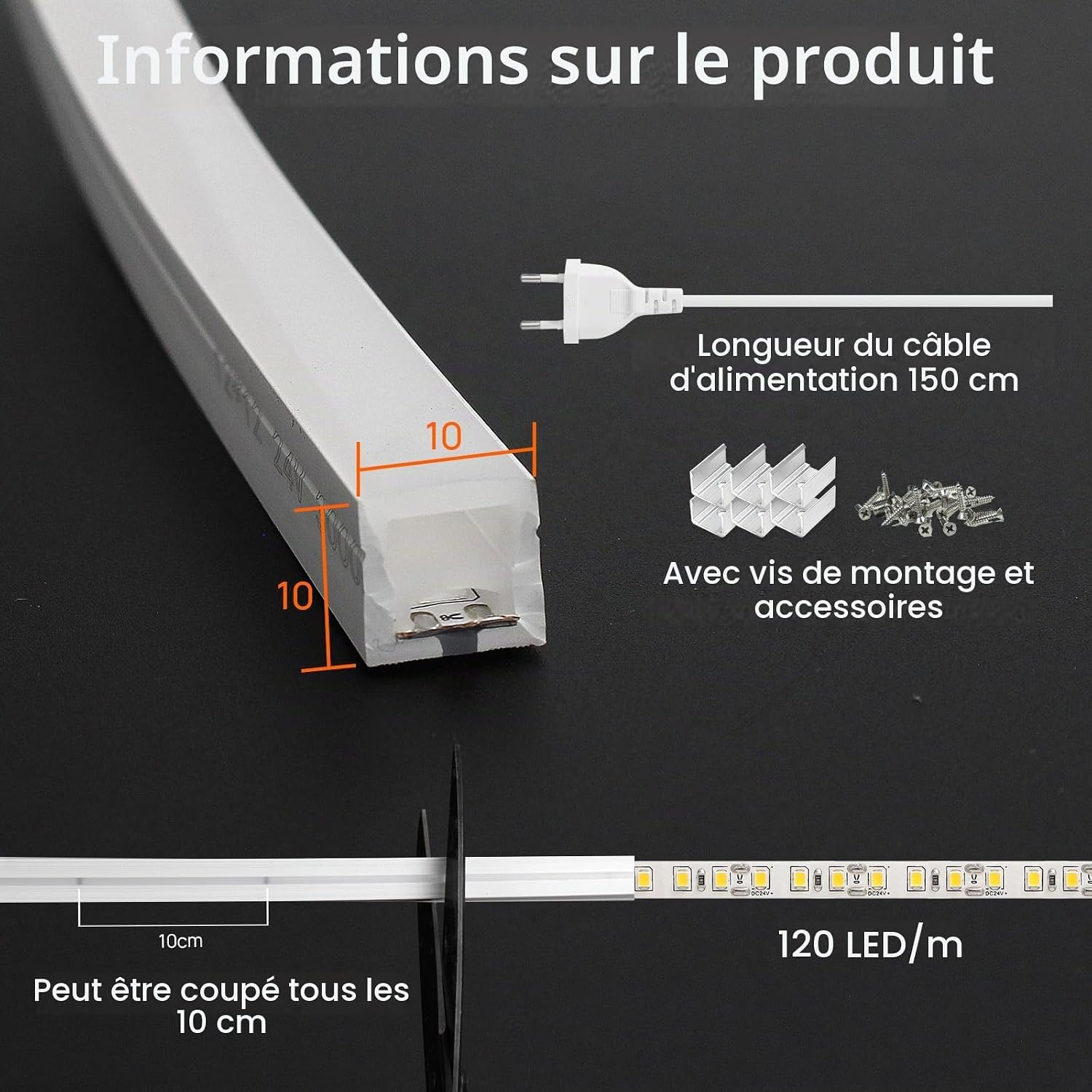 Detalle de SUCIKORIO D756-5m-Len neon-ledstrip voor buiten, 5 m, IP65, koud wit