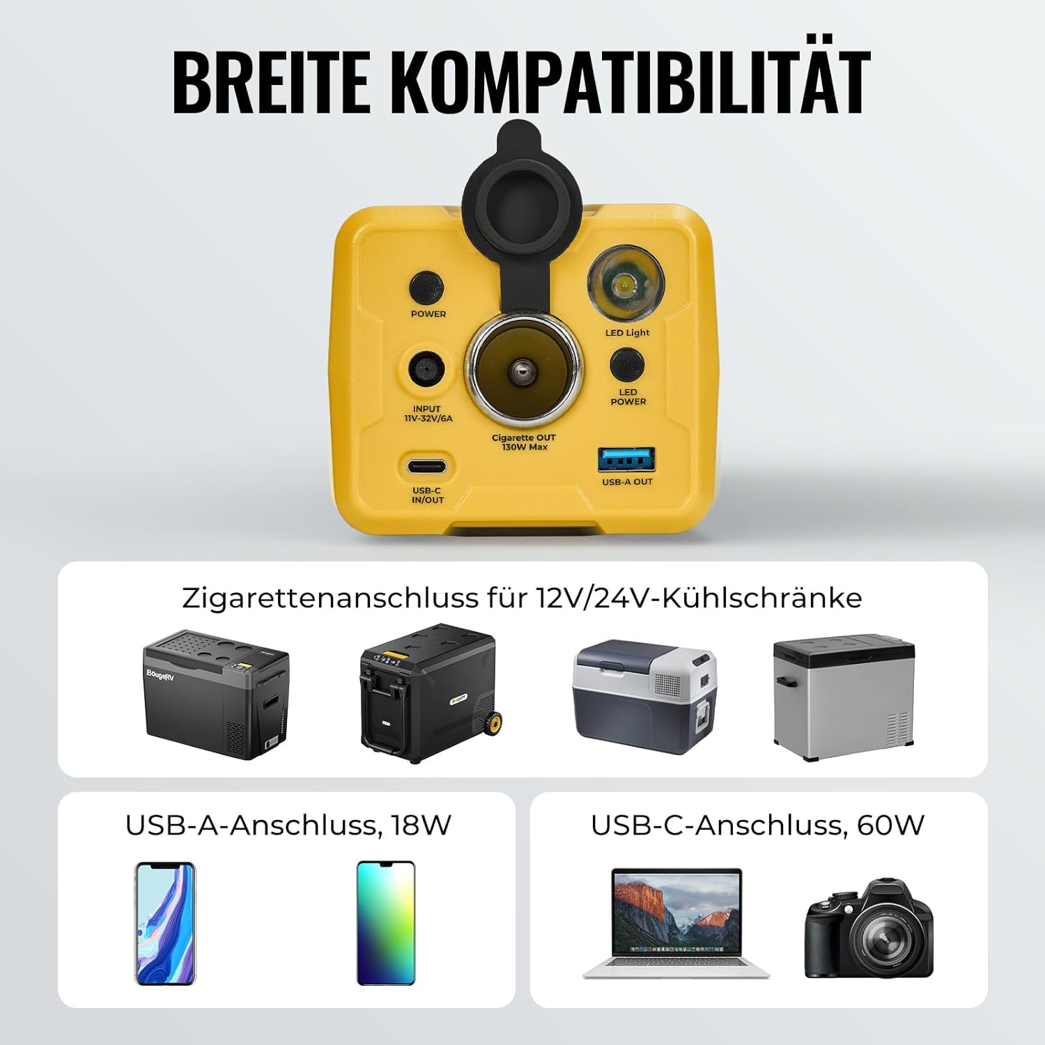 Detalle 2 de BougeRV CRPRO Kompressor Kühlbox 12V mit 277Wh Akku – 29 Liter, tragbar, für Auto & Camping