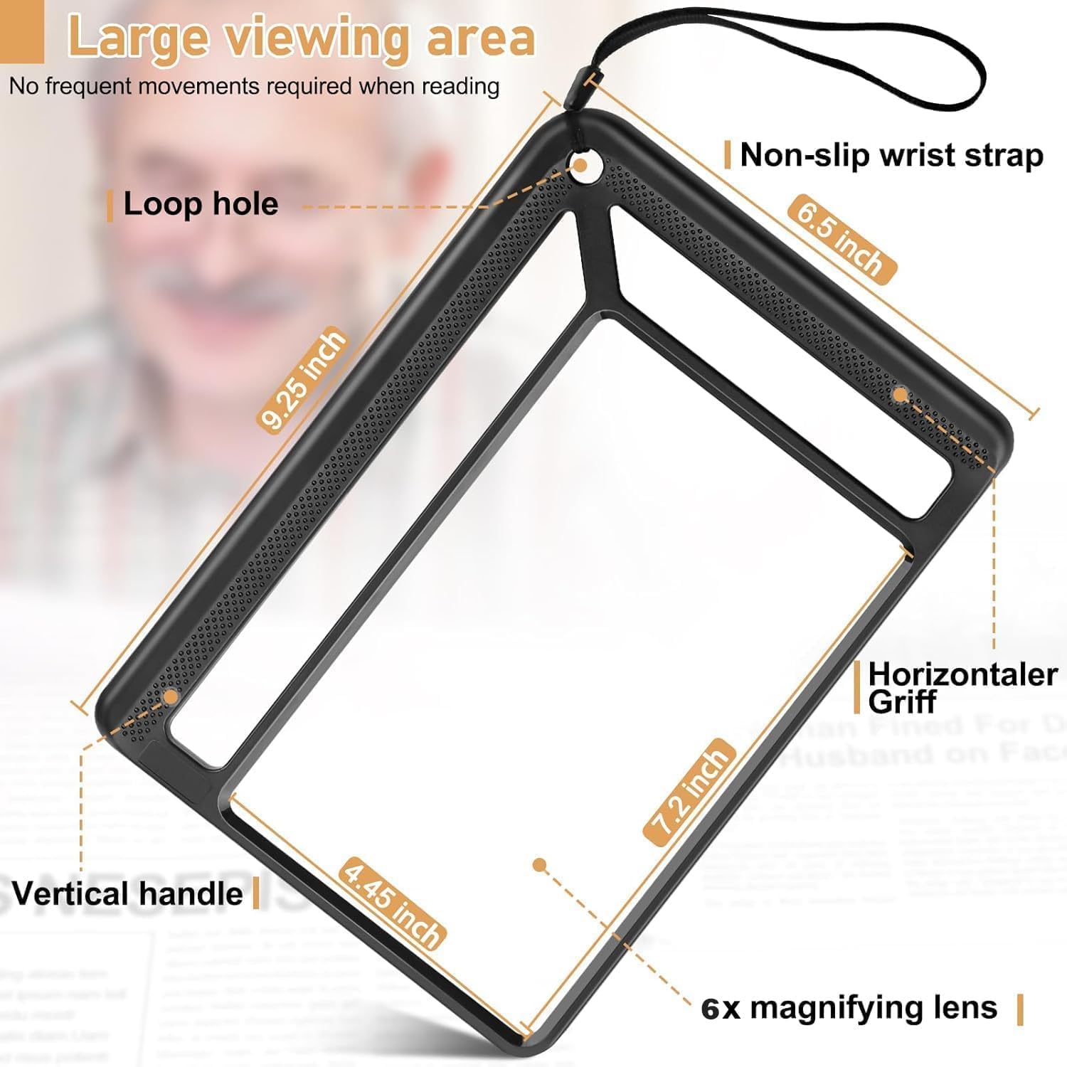 Thumbnail 3 de Tobegiga 5X Full Page Magnifying Glass for Reading (lightweight rectangular magnifier)