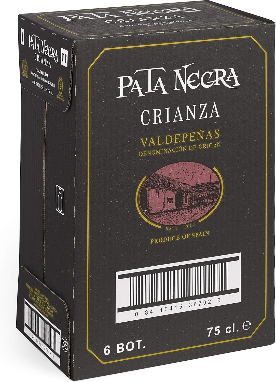 Detalle 2 de Pata Negra Crianza Vino Tinto D.O Valdepeñas 🍷 Caja 6 Botellas