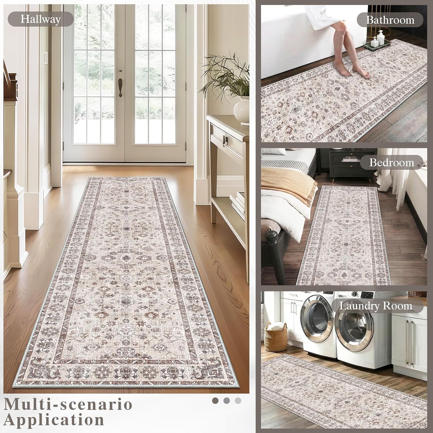Thumbnail 6 de Kitchen Mat 3PC Washable Runner Set (2x3, 2x4, 2x5) in Beige