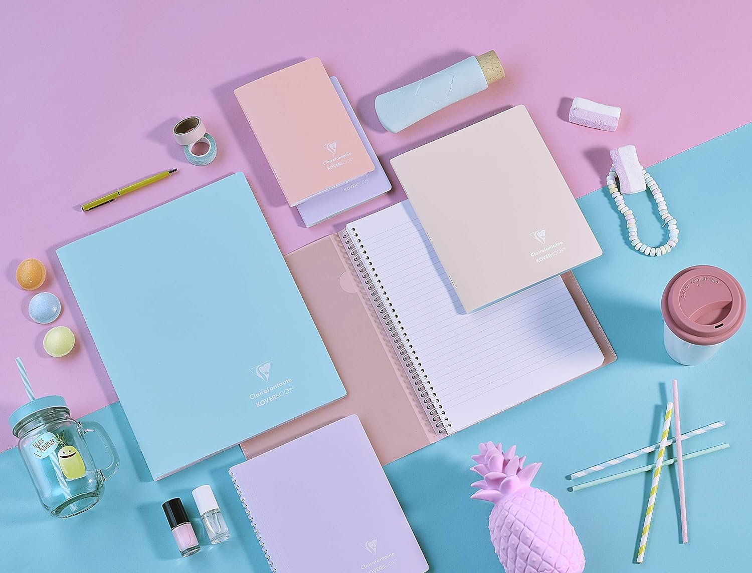 Thumbnail 5 de Clairefontaine 951881Cpack – Lot de 10 Cahiers agrafés Koverbook Blush, 17x22 cm, 96 pages ligné, 90 g/m²