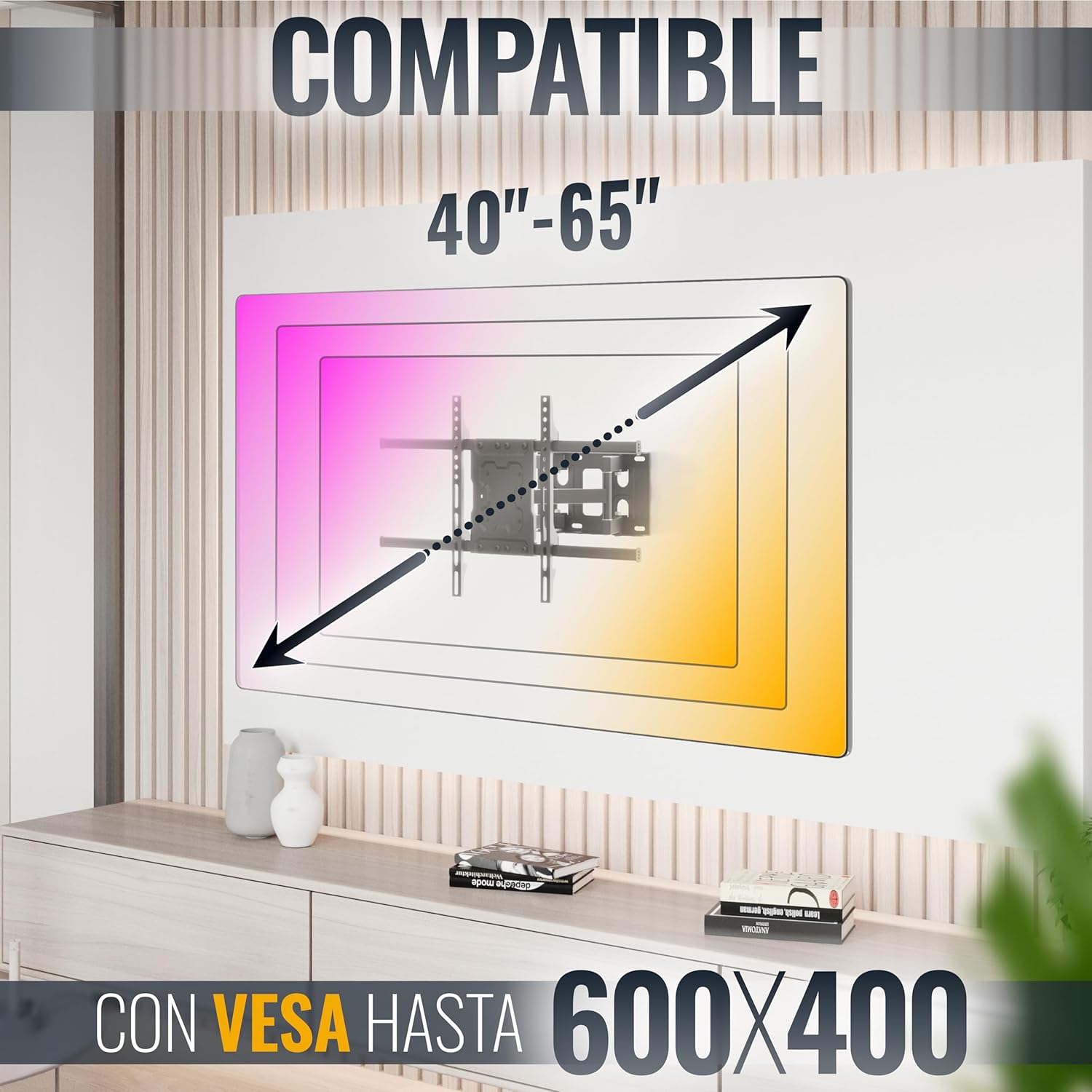 Thumbnail 4 de RICOO Soporte TV Pared Giratorio e Inclinable 40-65"