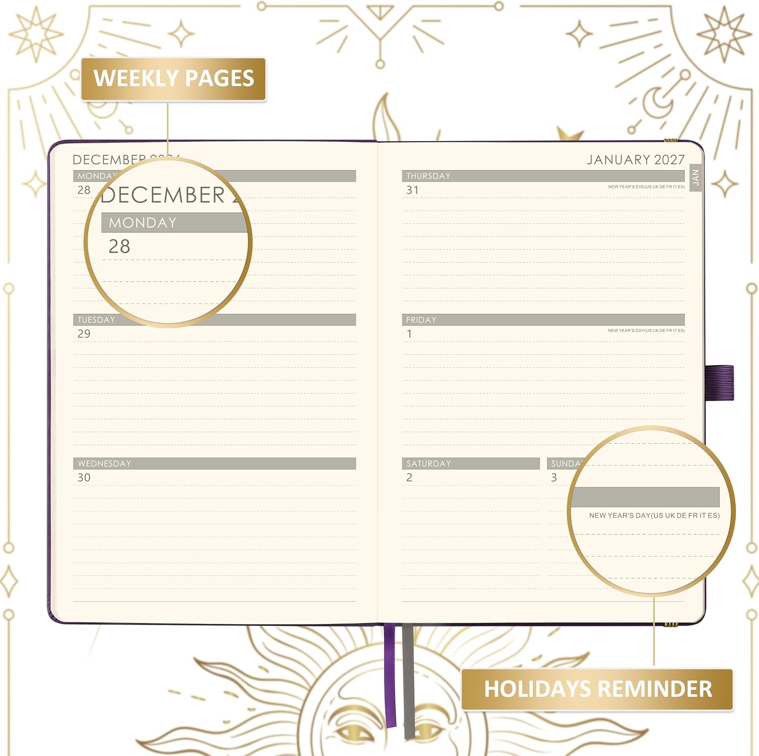 Thumbnail 3 de Artfan 2027 Planner, 5.75" x 8.25" Faux Leather Weekly and Monthly Organizer