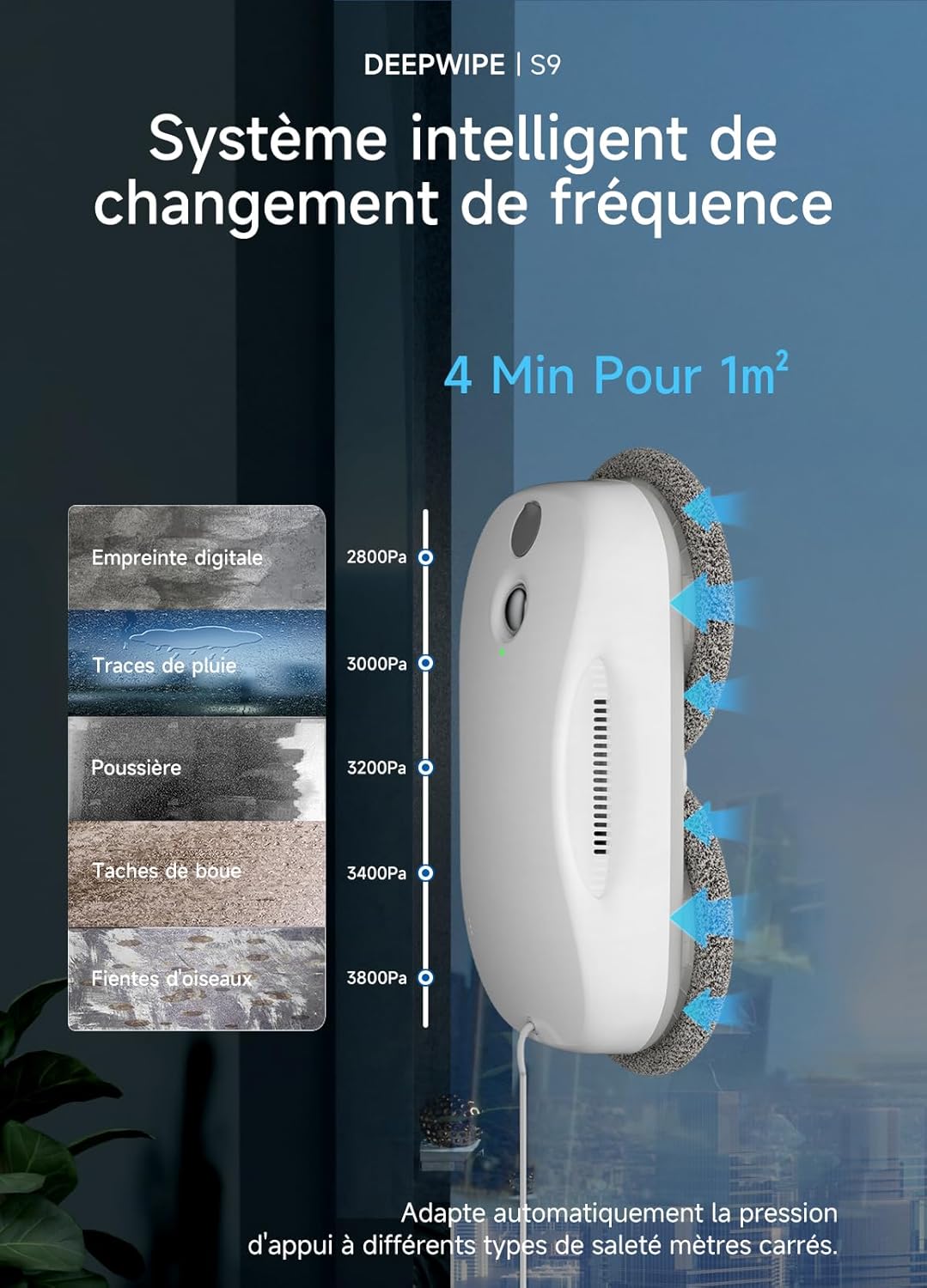 Thumbnail 2 de Robot lave-vitre S9 (5 800 Pa) — nettoyage automatique des grandes vitres avec double pulvérisation