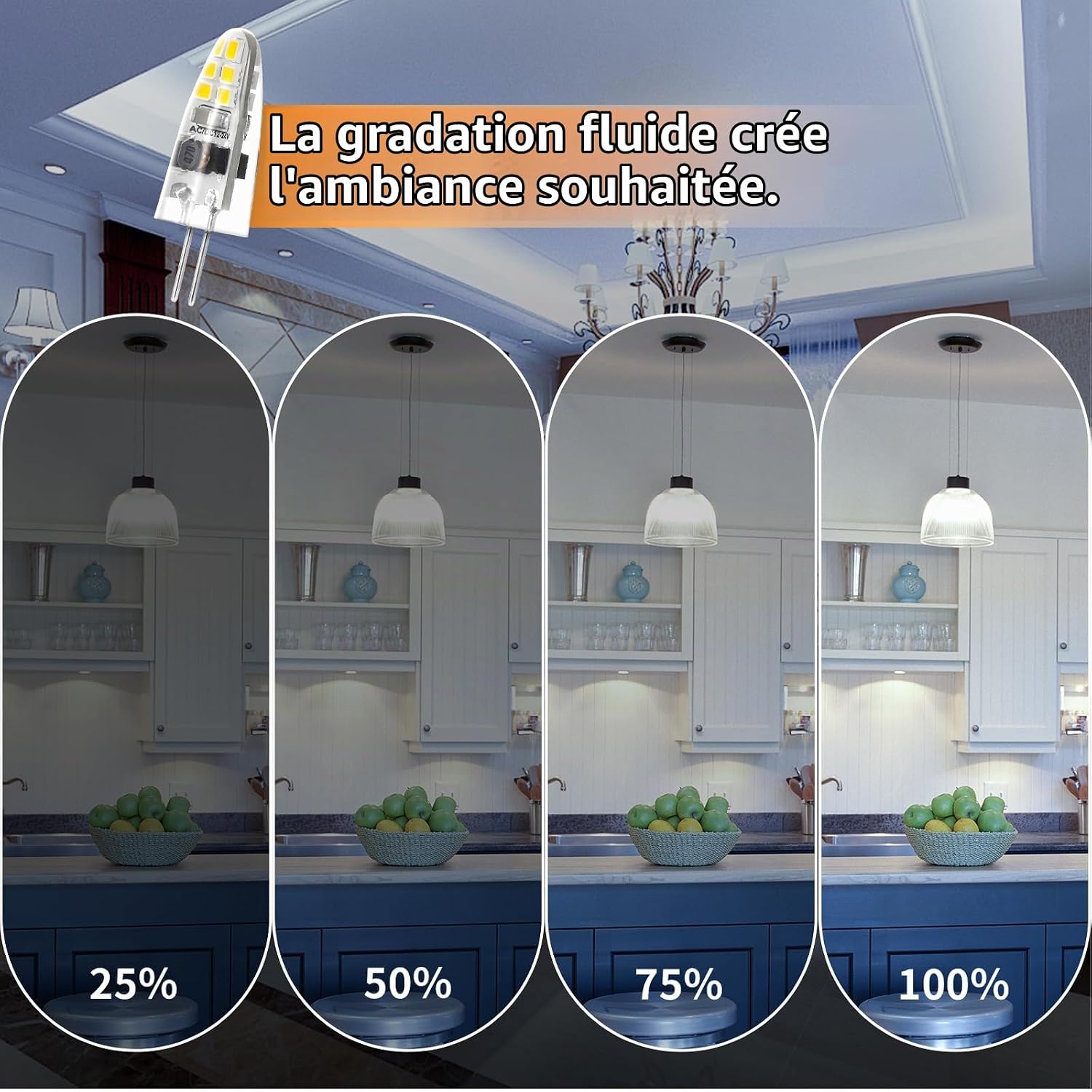 Detalle 1 de I-SHUNFA G4-12LED-NEW G4-ledlampen, dimbaar, 6000 K, 10 stuks