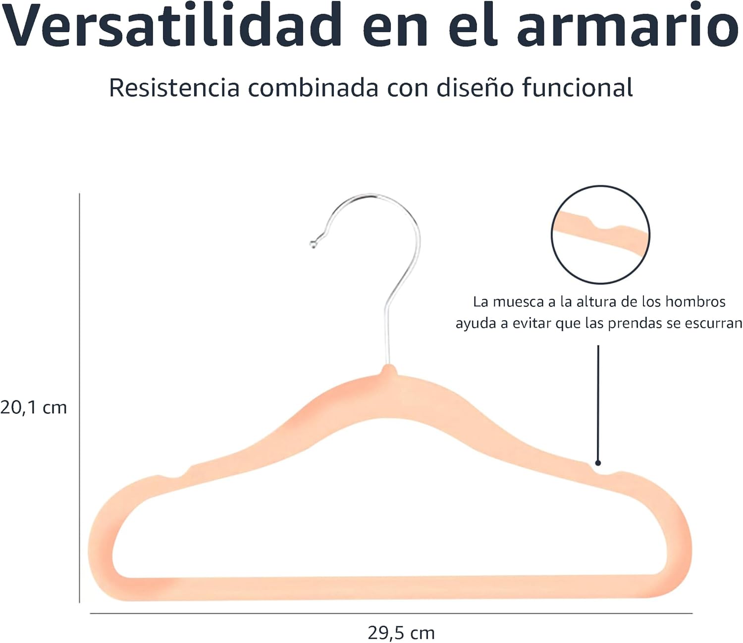 Detalle 2 de Amazon Basics Perchas de terciopelo para bebés, 50 unidades