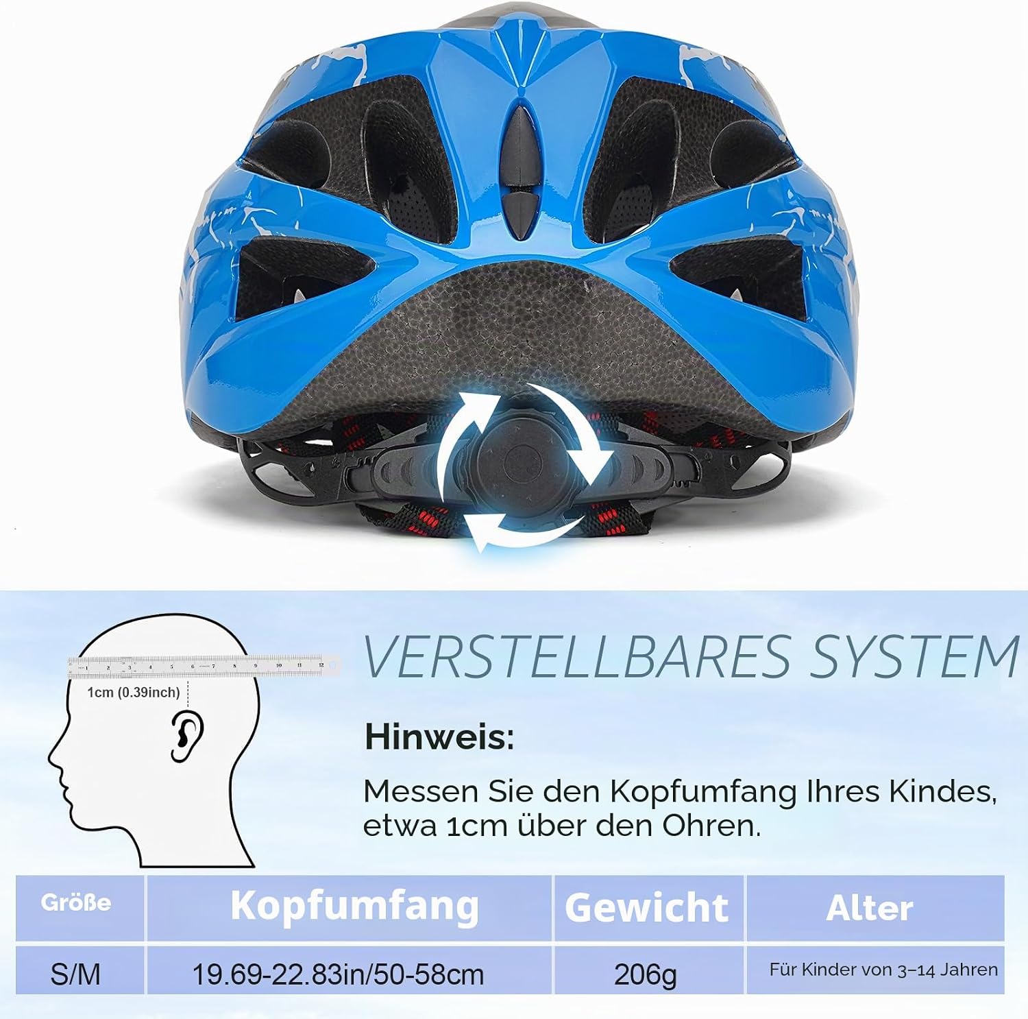Detalle 2 de DmTown Kinder-Fahrradhelm verstellbar 50–58 cm für Jungen & Mädchen (3–14 Jahre)