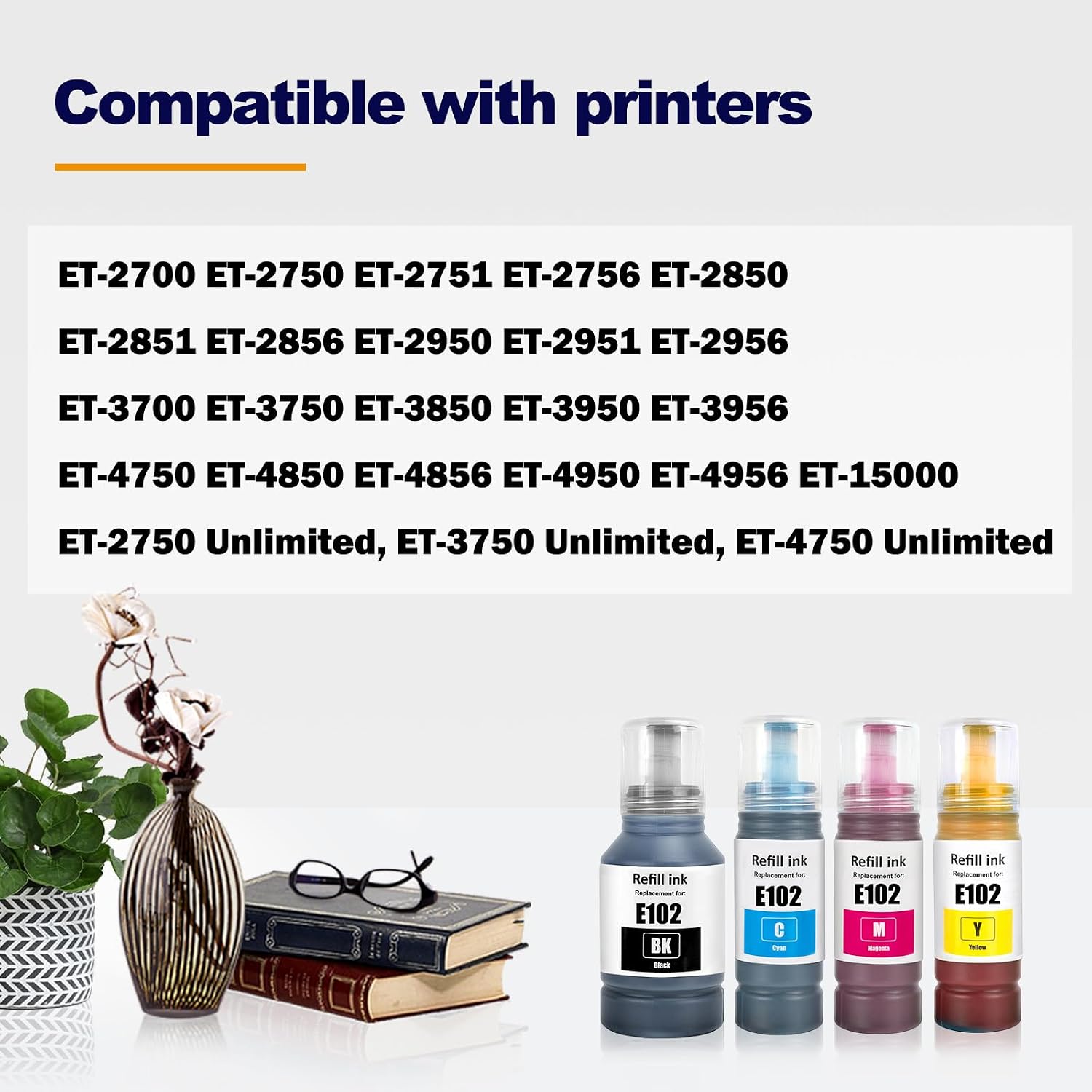 Detalle de LAIPENG 102 Multipack compatibile Epson: kit di inchiostro originale compatibile per Ecotank ET-2750/ET-2751/ET-2756 e altri