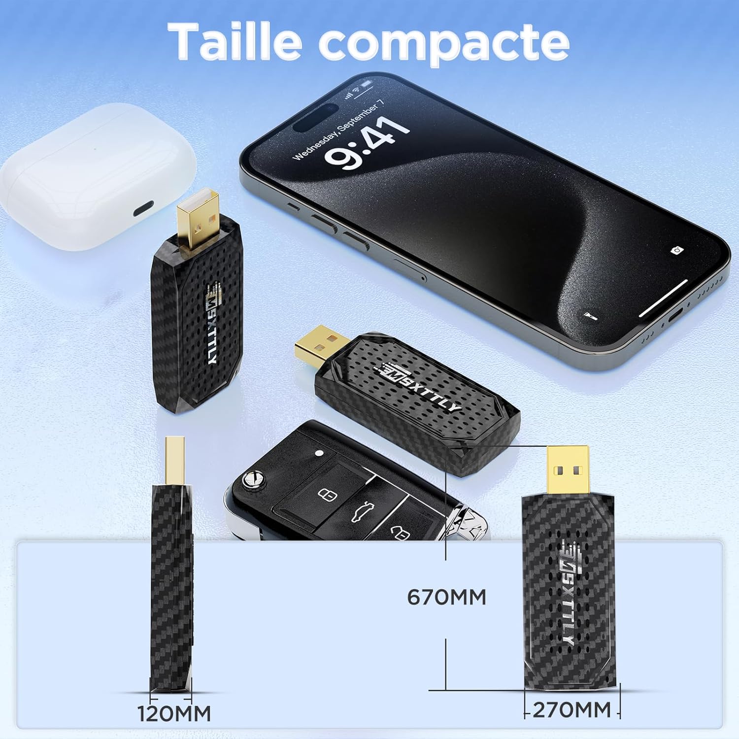 Thumbnail 6 de MSXTTLY Mini Adaptateur sans Fil CarPlay et Android Auto 3 en 1 – Streaming en véhicule