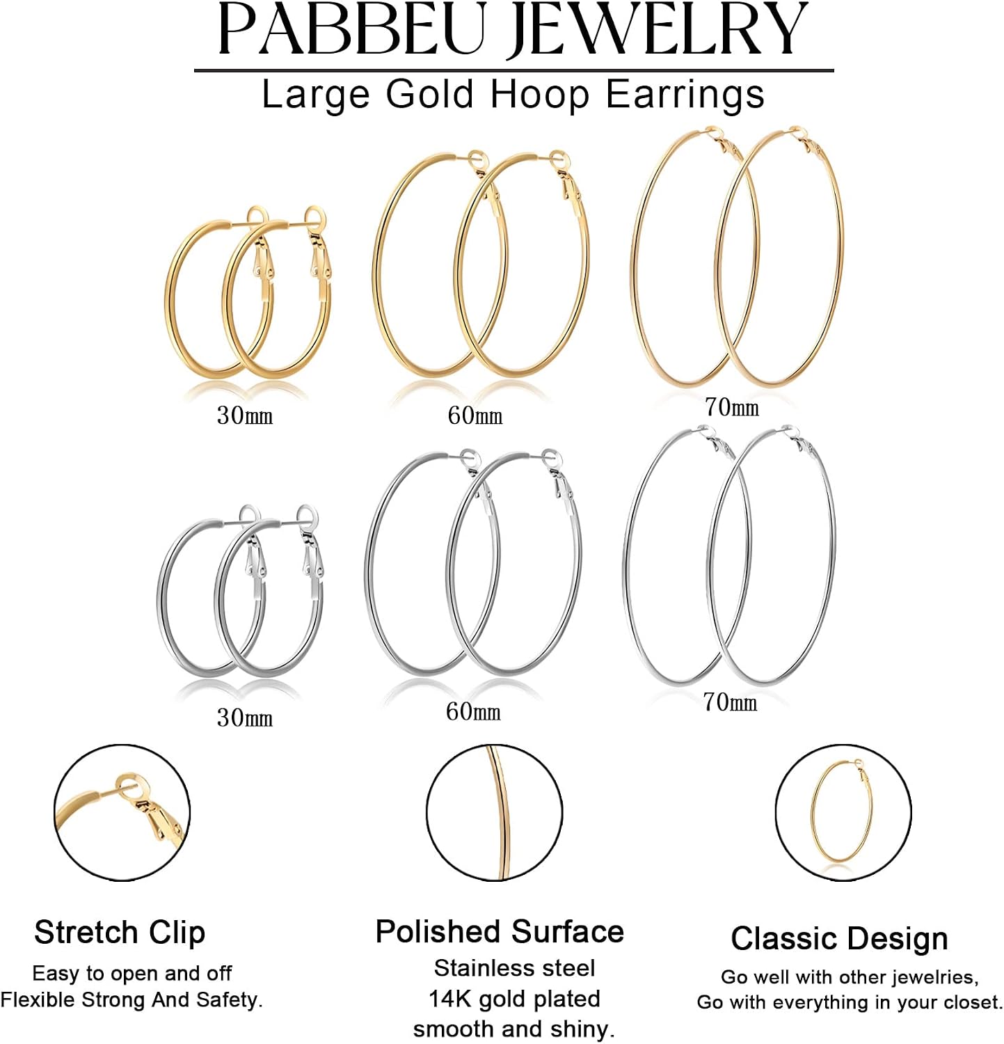 Detalle de PABBEU Hoop Earrings in 316L Stainless Steel