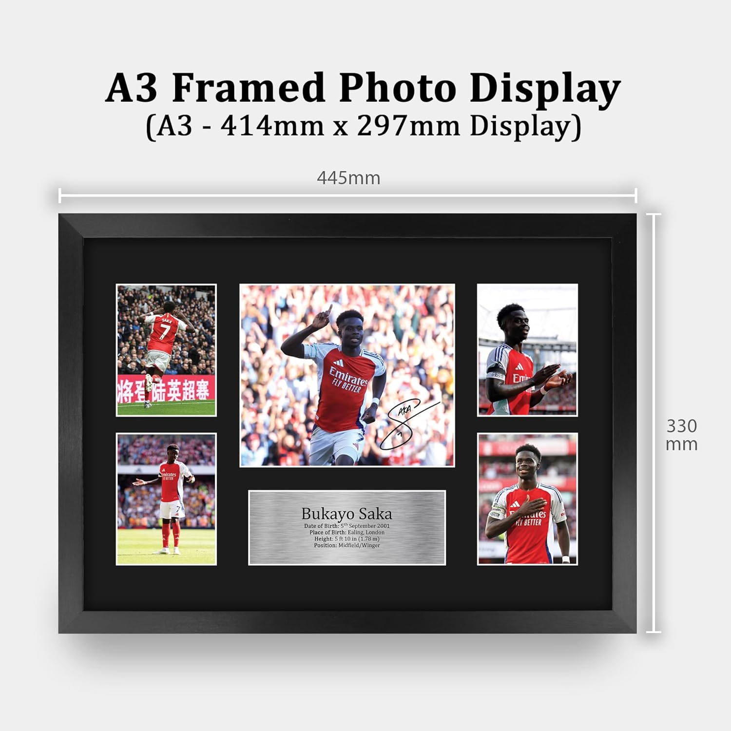 Thumbnail 1 de HWC Trading Bukayo Saka Arsenal A3 framed signed autograph photograph display