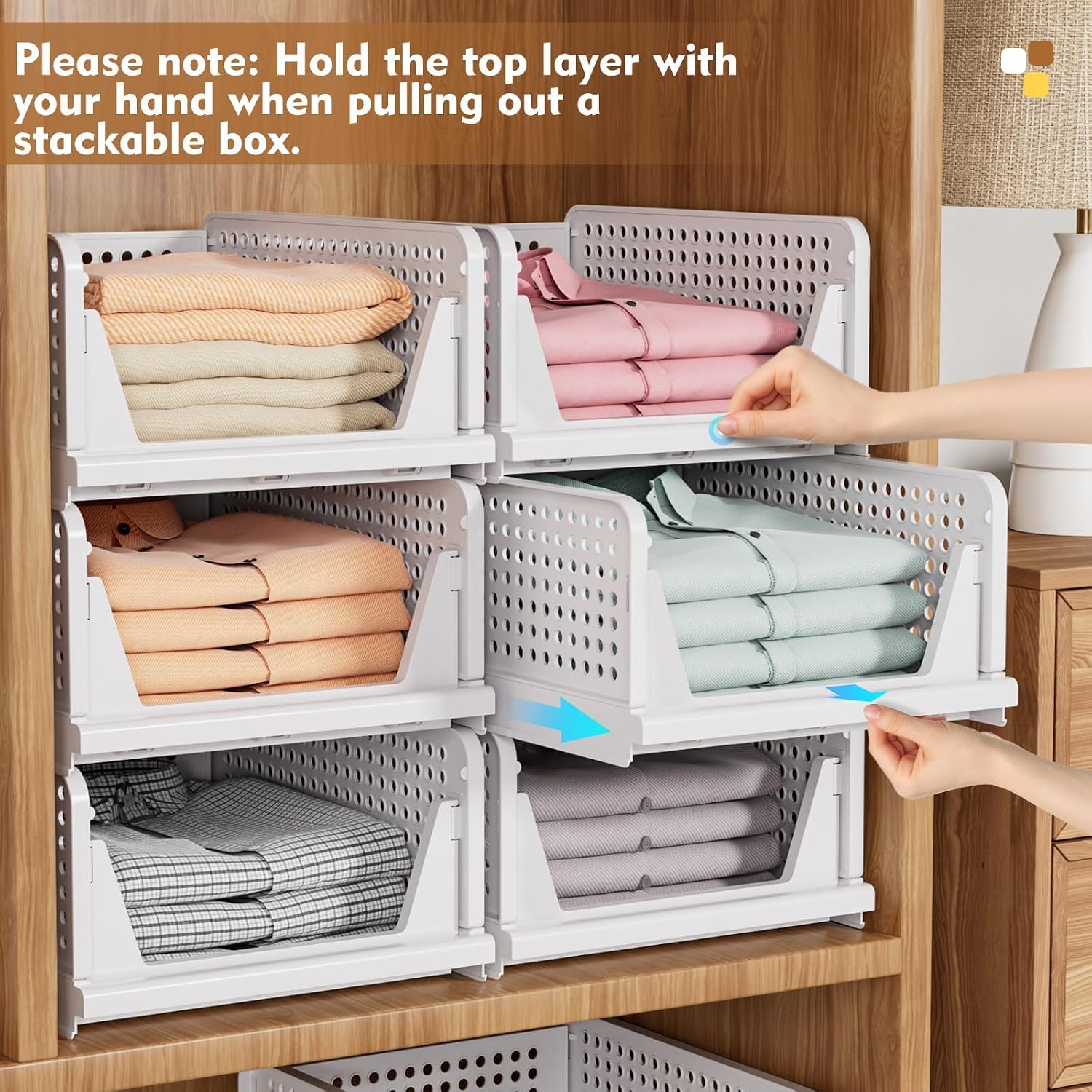 Thumbnail 5 de SNSLXH Stackable Closet Storage Basket 5-pack