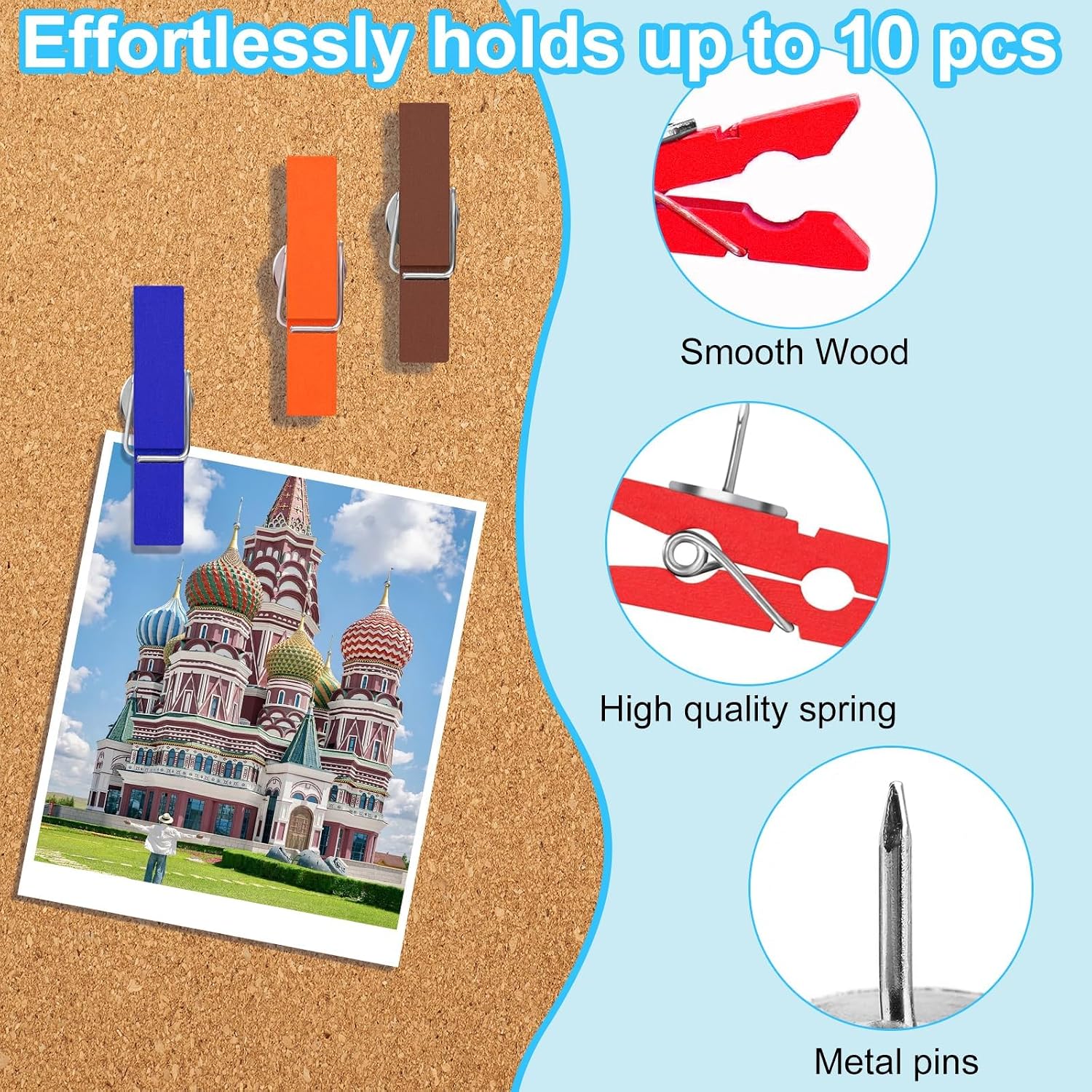 Detalle de Quafochi Wooden Push Pins, 200-Piece Set