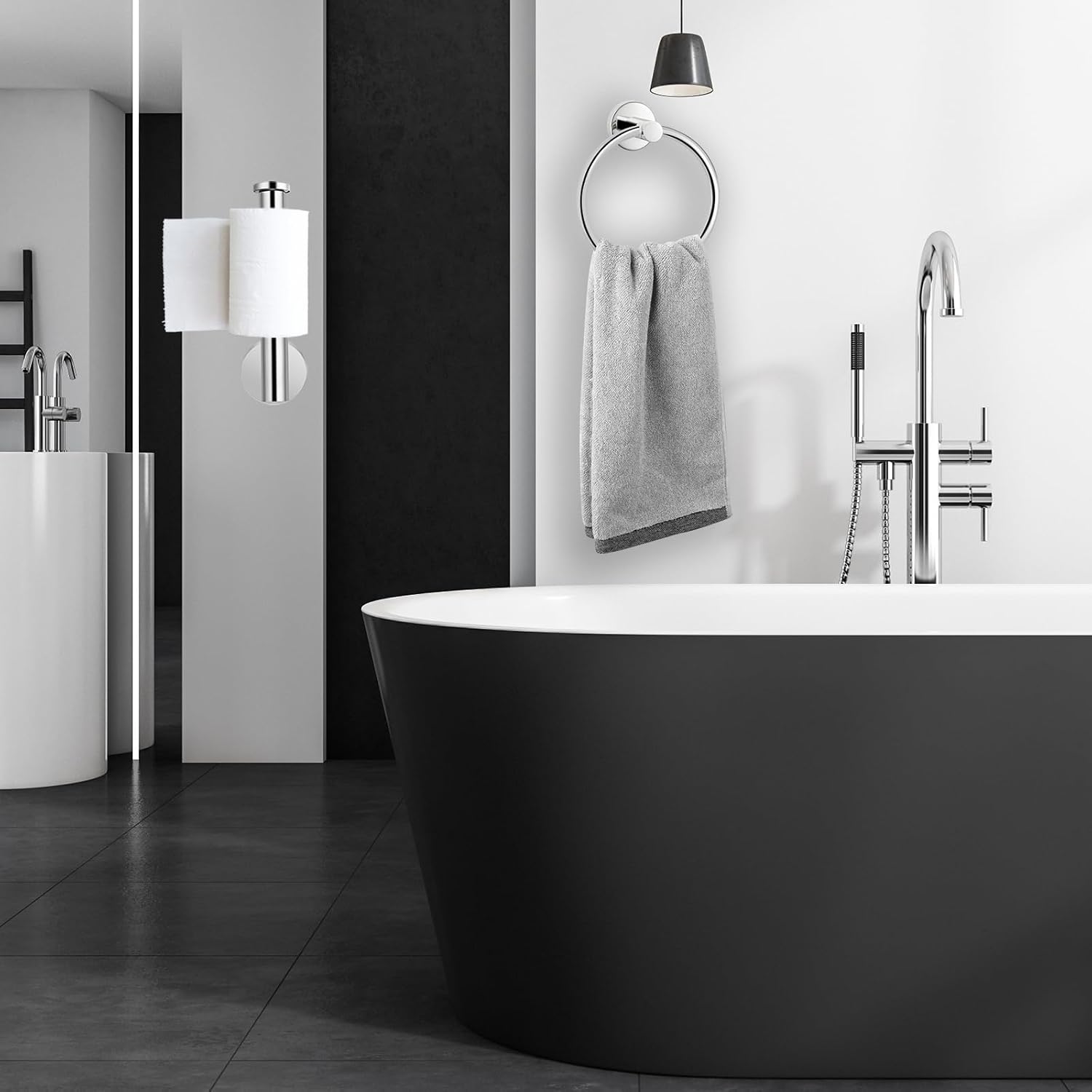 Thumbnail 1 de Premium SUS304 Towel Ring & Toilet Paper Holder