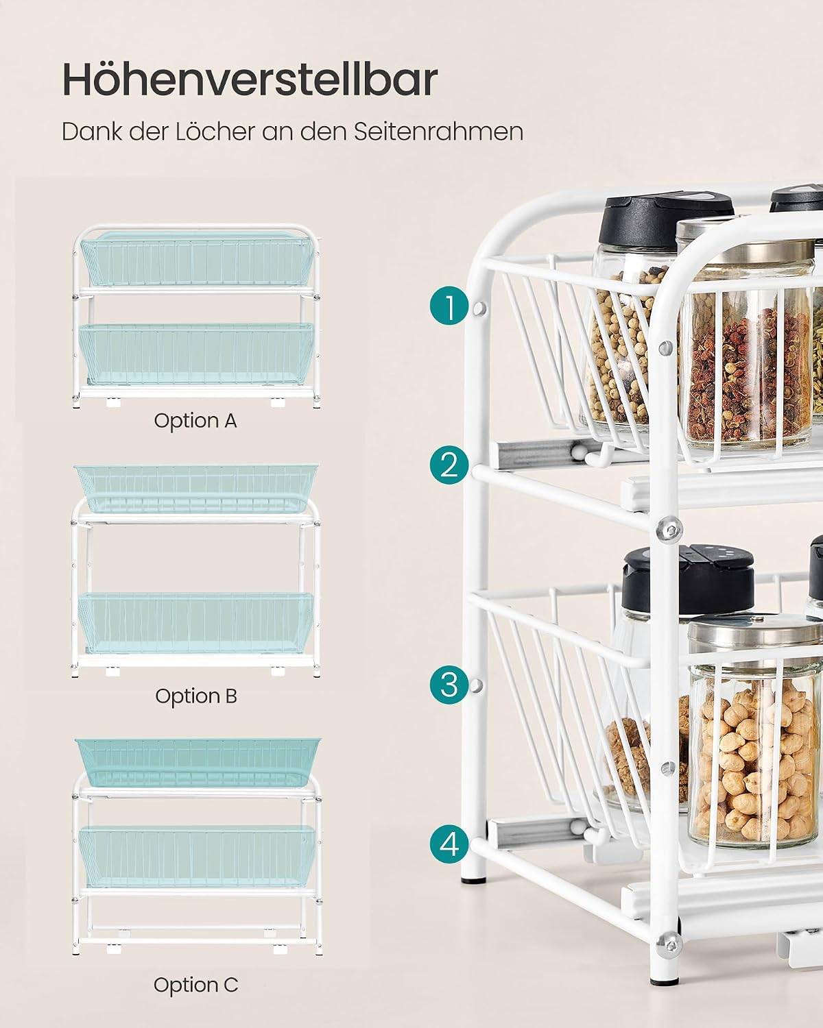 Thumbnail 6 de SONGMICS Küchen-Organizer KCS017W01V1 mit 2 Ebenen, stapelbar und erweiterbar (mit Metallkörben)