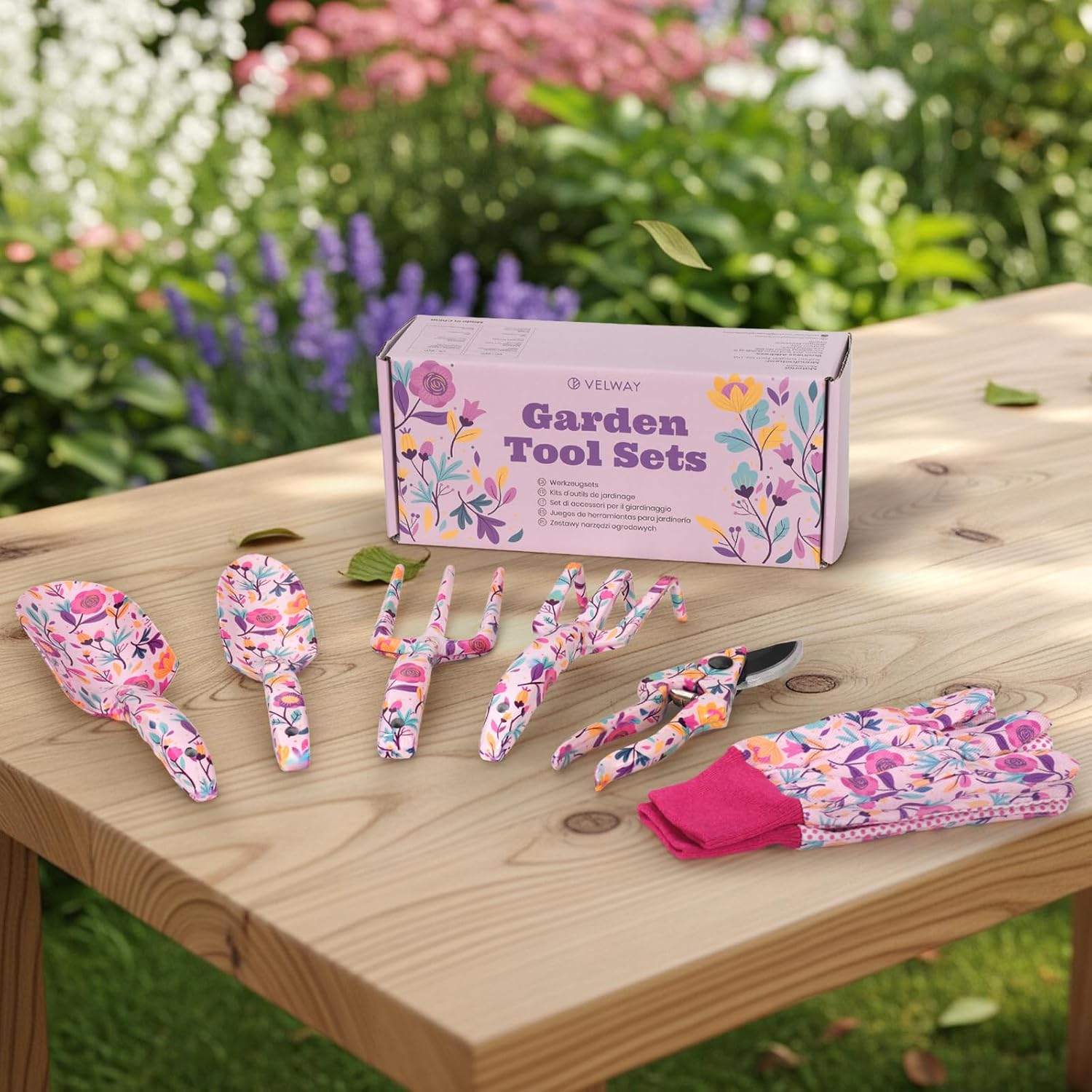Detalle de Gardening Gifts for Women Mum – Velway 6pc Floral Print Garden Tool Set