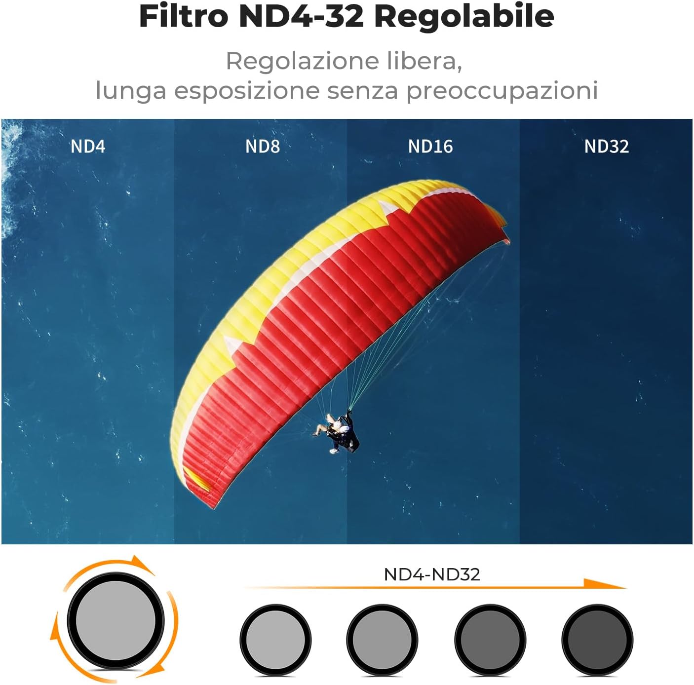 Thumbnail 2 de K&F CONCEPT Filtro ND Variabile ND4-32 per Osmo Action 6 (DJI Action 6) – Lente HD, rivestimenti antiriflesso, impermeabile