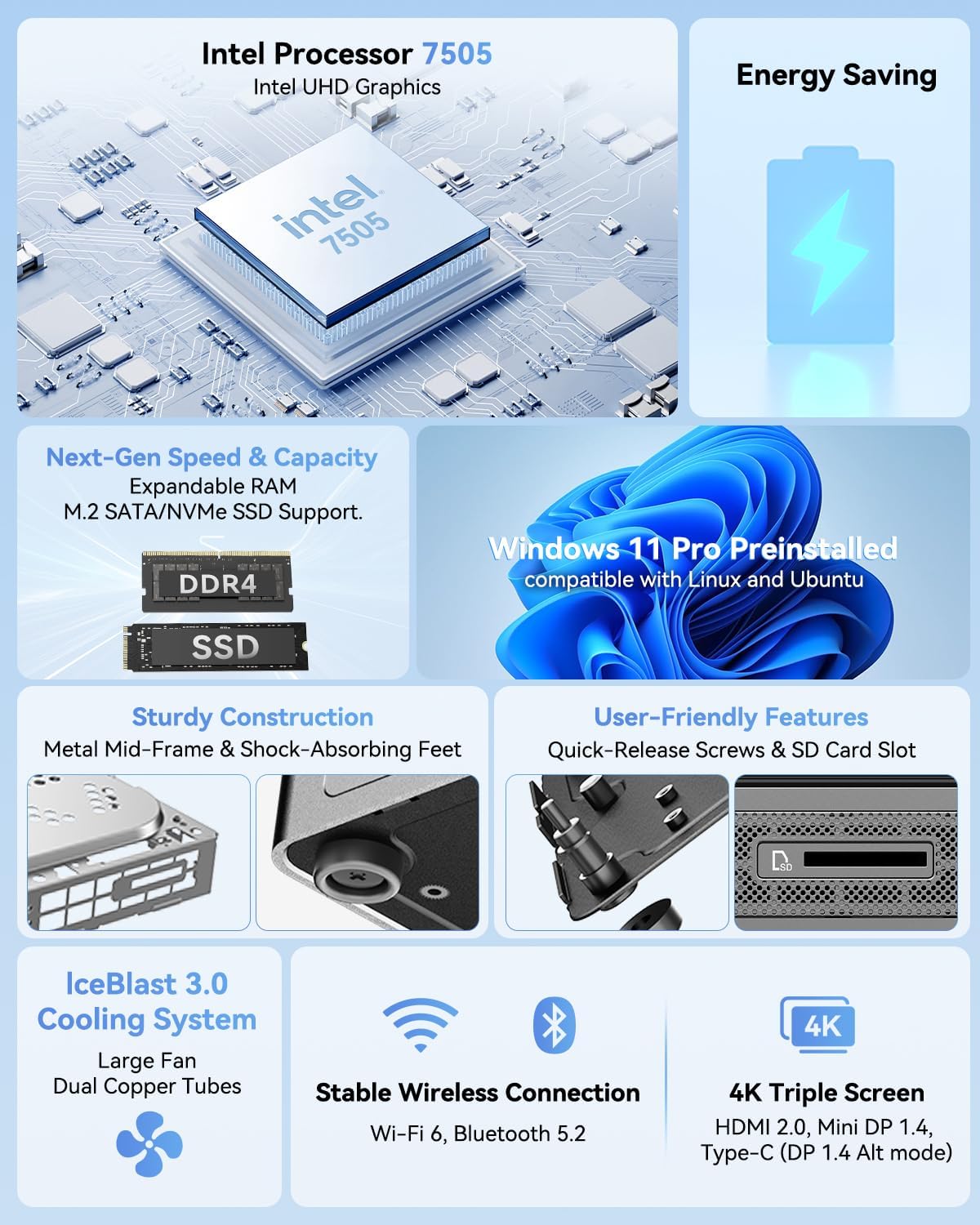 Thumbnail 1 de GEEKOM Air12 Mini PC for Business & WFH (2026) — Intel 7505, Dual-Slot RAM, 3-Year Warranty