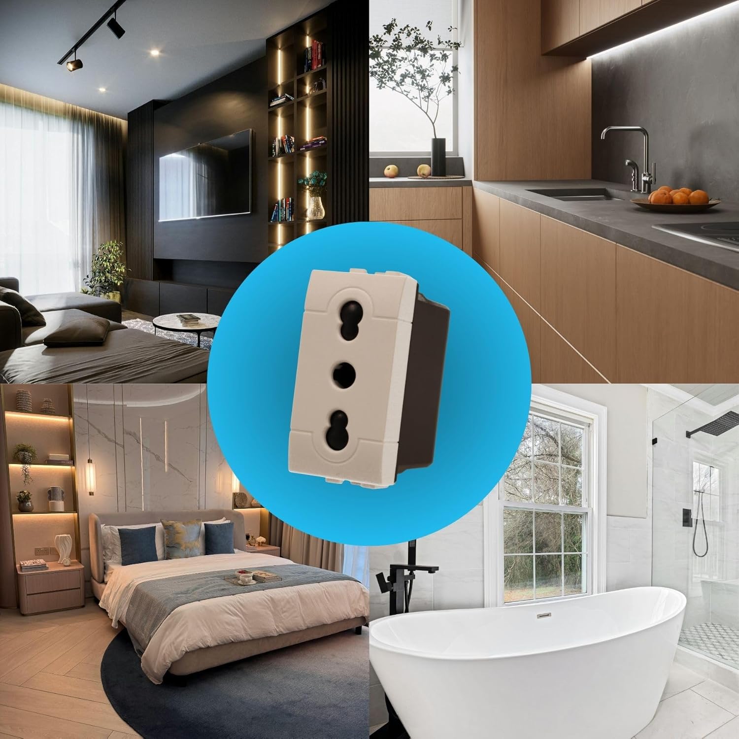 Thumbnail 5 de Presa Bipasso Bivalente 2P+T 10/16A 250V compatibile con Bticino Living Light — Bianco (4 pezzi)