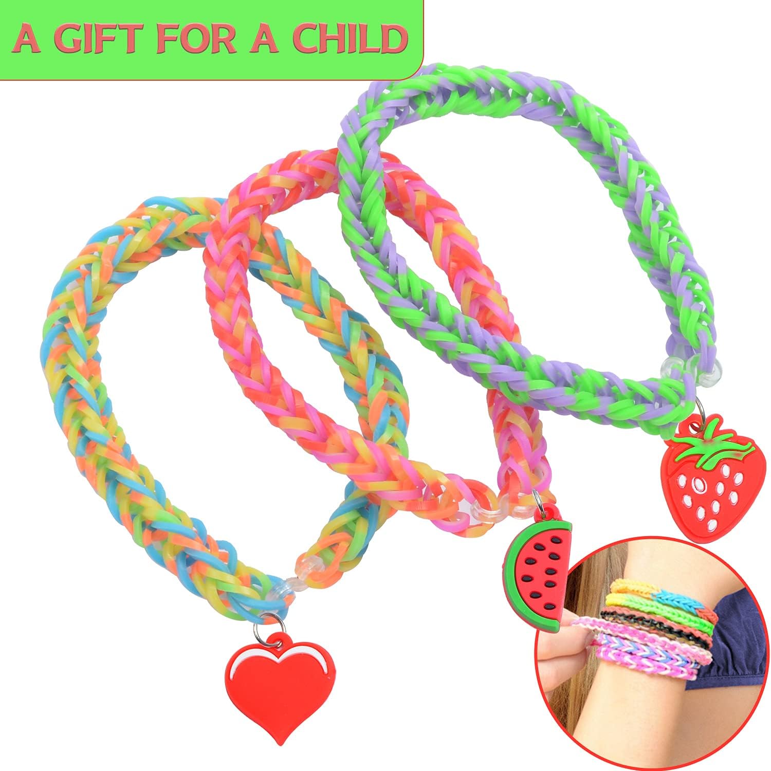Thumbnail 3 de JIYAKO 11000+ Rubber Band Bracelet Kit (28 Colors) with Loom, Clips, Beads, Charms & Storage Case