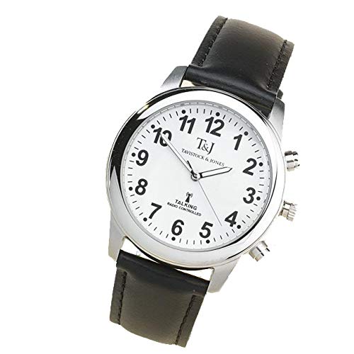 Imagen de Easylife Tavistock & Jones Talking Watches for Men – Radio Controlled, Black Leather Strap en OfertitasTOP