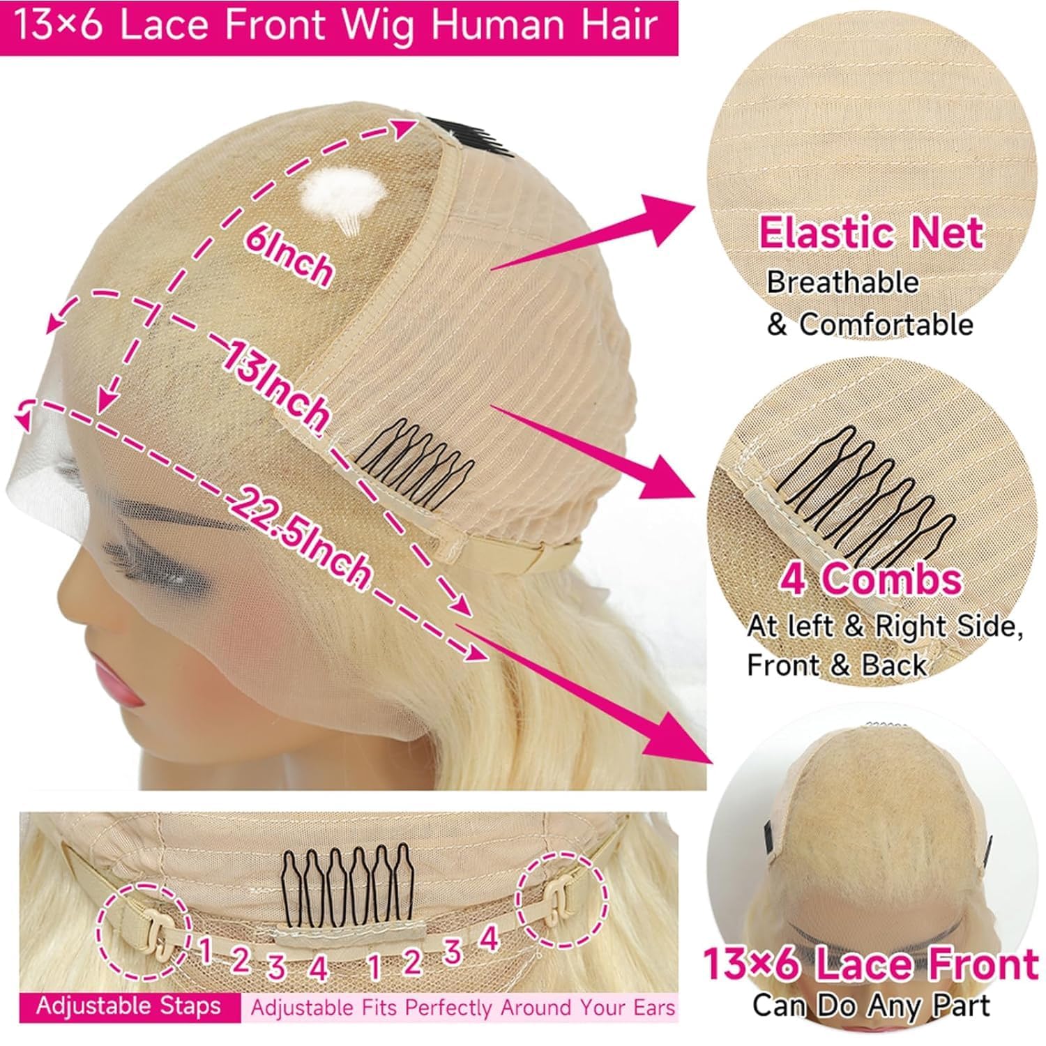 Thumbnail 3 de MYDIVA 613 Deep Wave Lace Front Wig (13x6) – 30 inch Blonde Human Hair, 180% Density