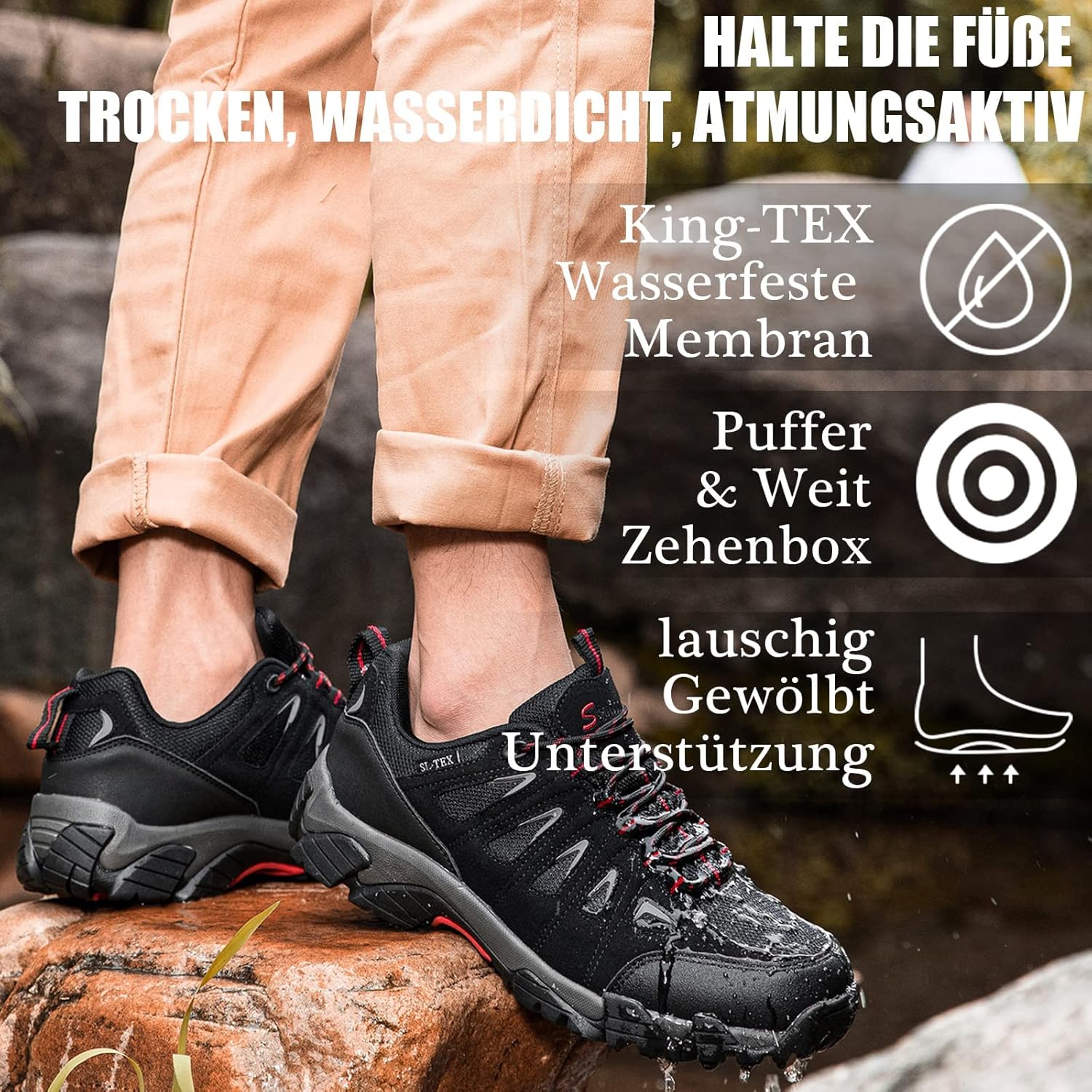 Thumbnail 5 de SHULOOK Herren-Wanderschuhe wasserdicht mit SL-TEX Membran und griffiger Gummisohle