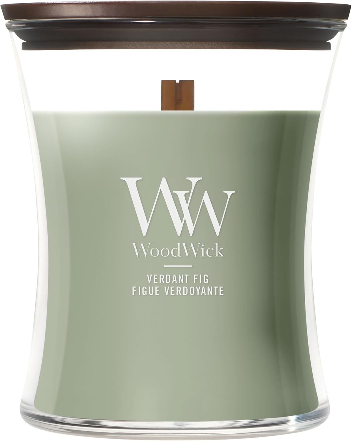 Detalle de WoodWick Bougie parfumée Grande bougie sablier Figue verdoyante