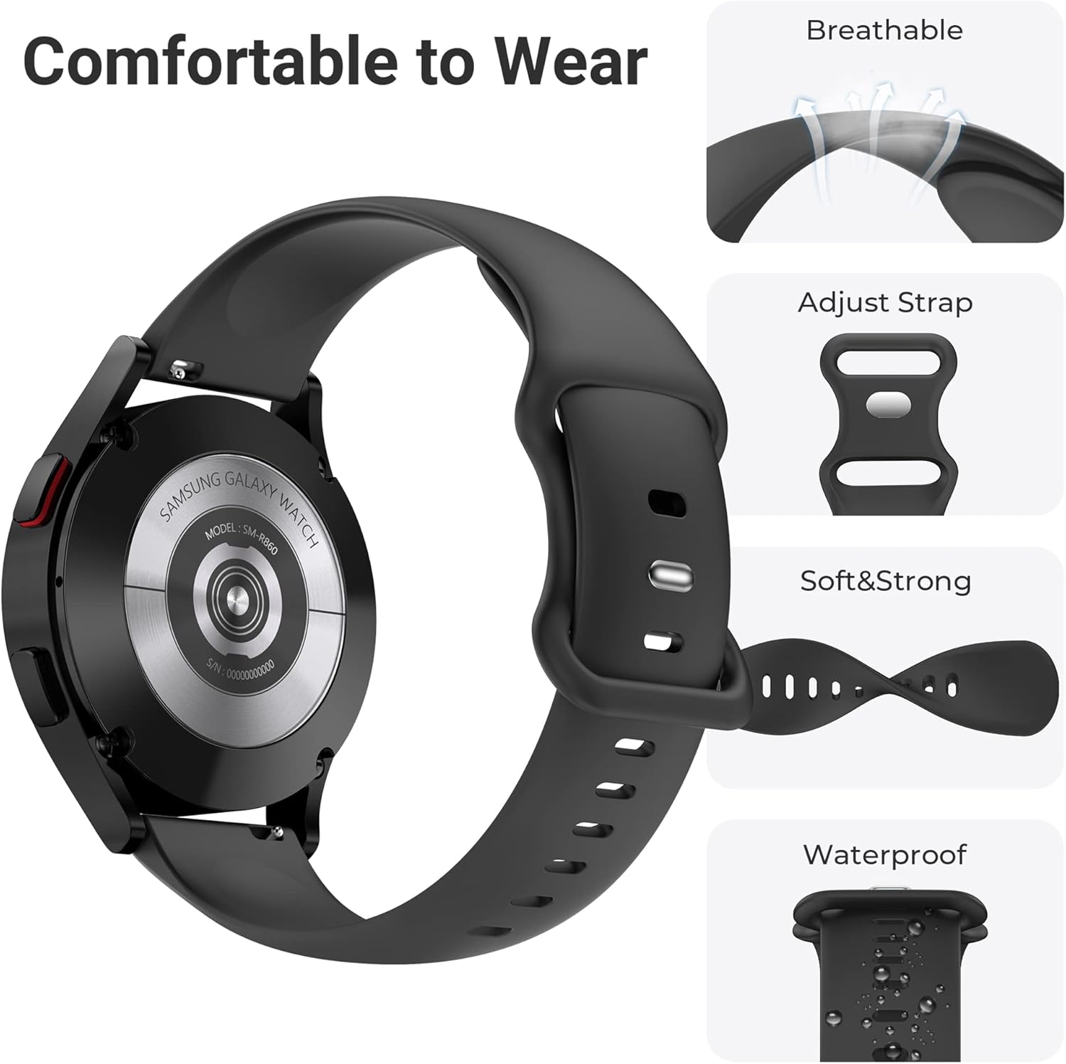 Thumbnail 1 de Higgs 6 Pack Strap for Samsung Galaxy Watch Series (40mm/44mm/45mm) – Soft Silicone Sport Bands