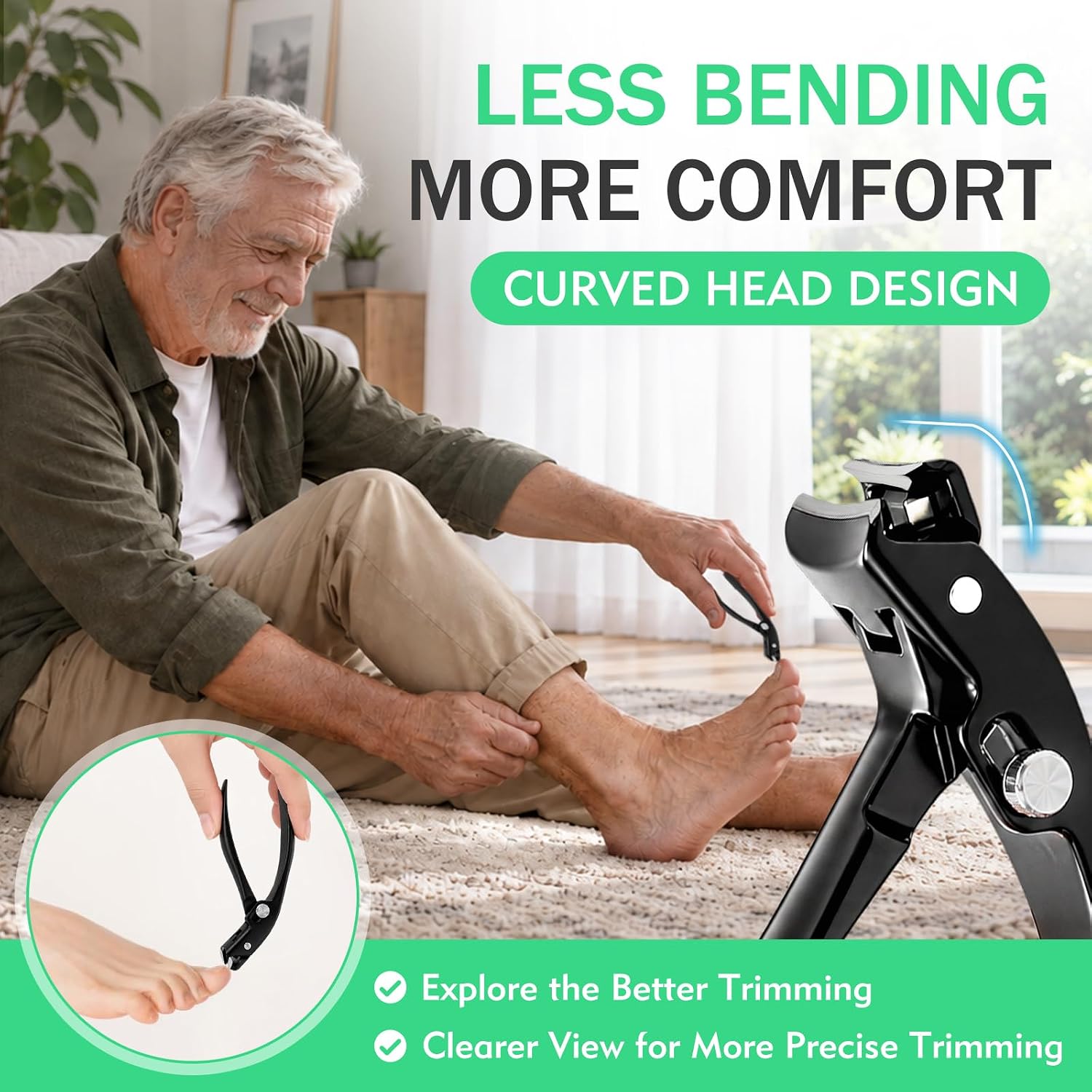 Detalle de Long-Handle Toenail Clippers with Angled Head, 10 mm Jaw and Catcher
