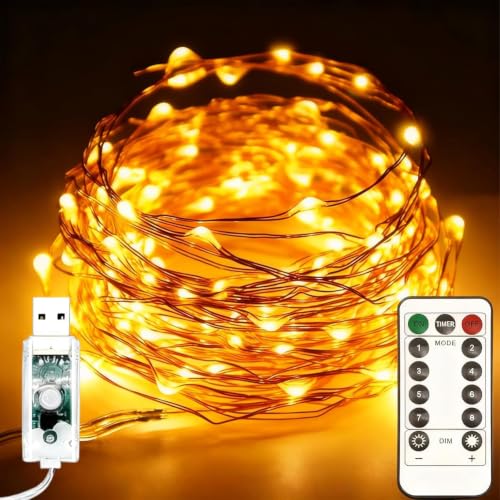 Detalle de Twinkle Star Fairy Lights: 20m USB Copper Wire String Lights (200 LEDs) with Remote, 8 Modes and Timer