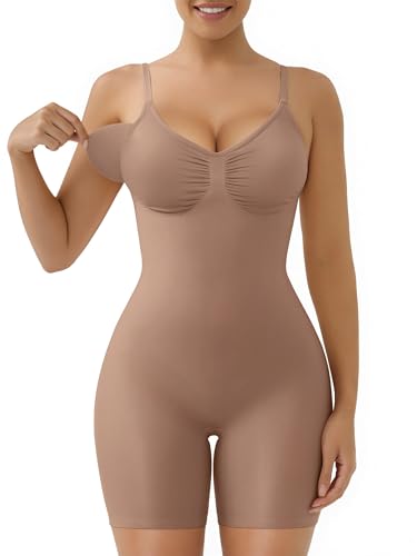 Detalle de SHAPERX SAHPERX Body Reductor Mujer Invisible Shapewear: Adelgaza y Moldea con Almohadillas Extraíbles (UK-SZ5468-Sienna-L/XL)