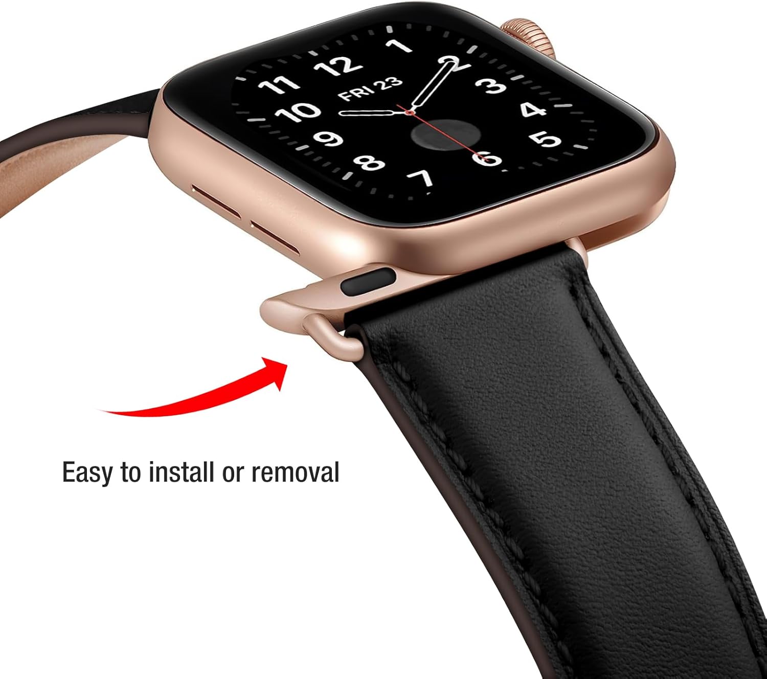 Detalle 2 de SUNFWR Leather Strap for Apple Watch 42–49mm with Rose Gold Connector