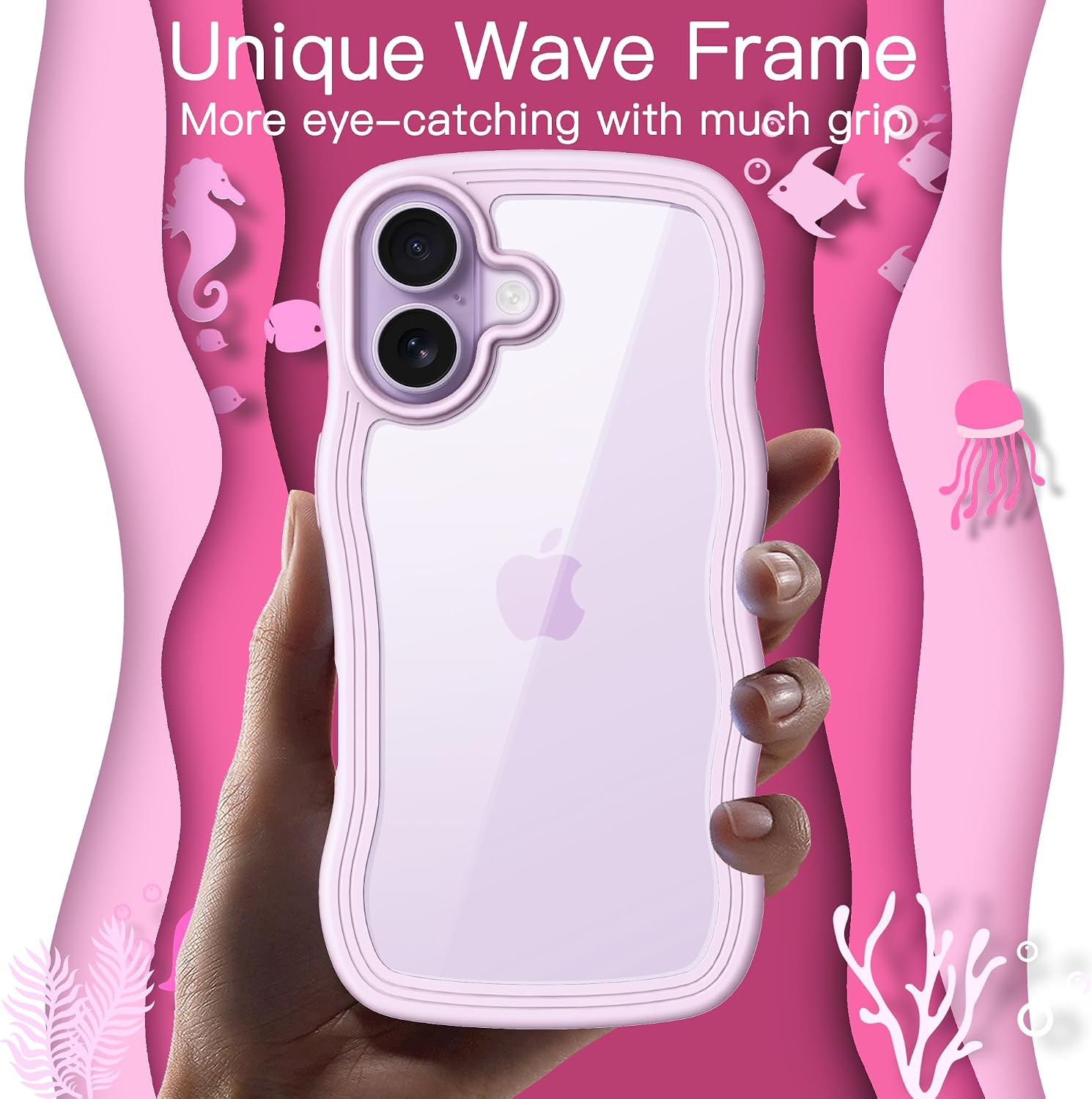 Detalle de JETech Wavy Case for iPhone 17 6.3-inch clear shockproof phone cover