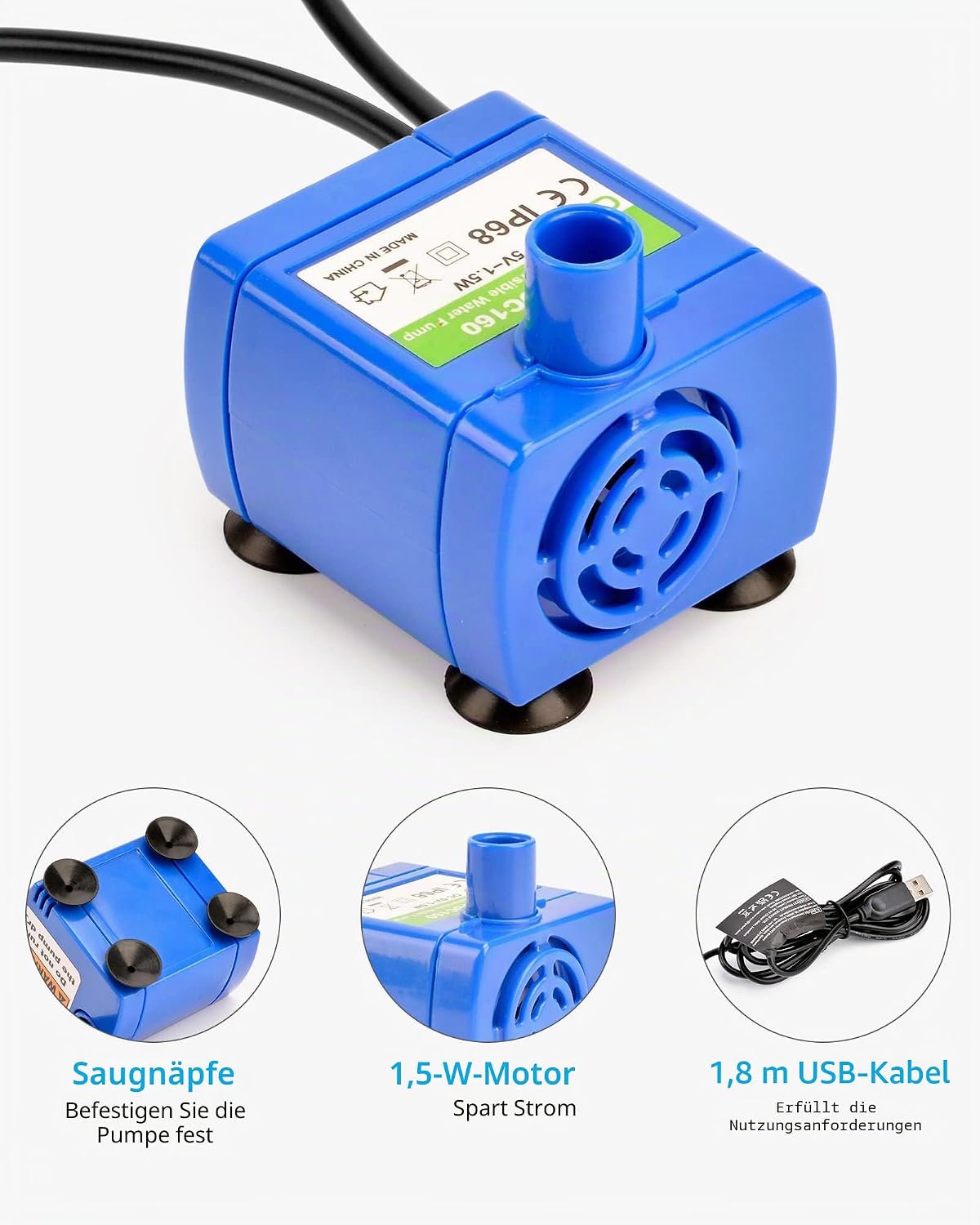 Detalle de NICREW Ersatzpumpe für Katzentrinkbrunnen – Ultra leise, 12V, IP20, 2,4 L System