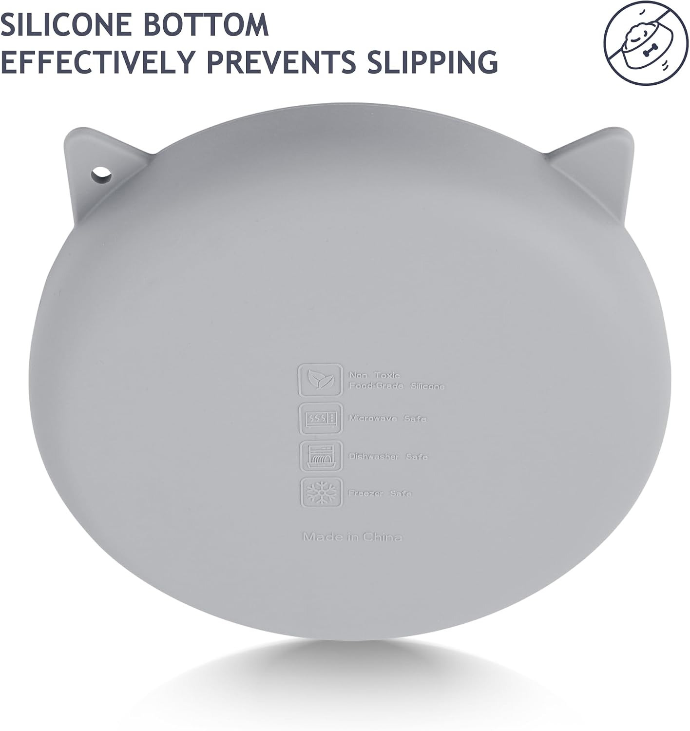 Detalle de Coomazy Anti Schling Napf für Katzen – Silikon Slow Feeder, rutschfeste Schlingschale in Grau