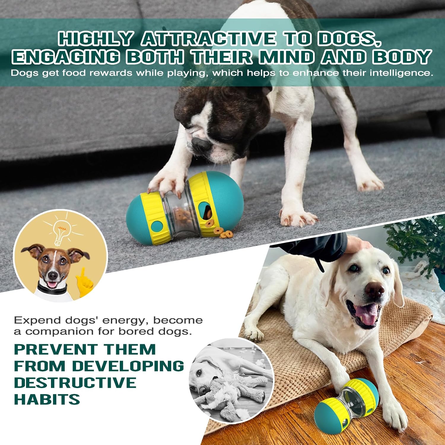 Detalle de Anlitent Interactive Dog Toys treat feeder