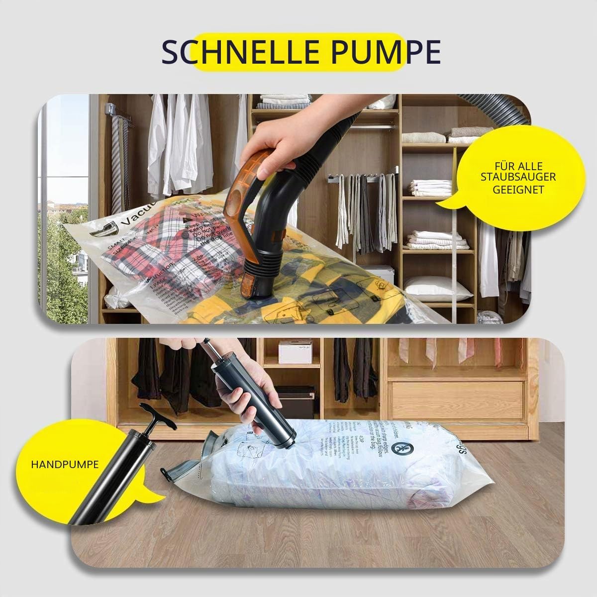 Detalle 2 de Vakuumbeutel-Set für Kleidung, Bettdecken & Kissen – 10-tlg Jumbo/ Large, luftdicht & wiederverwendbar