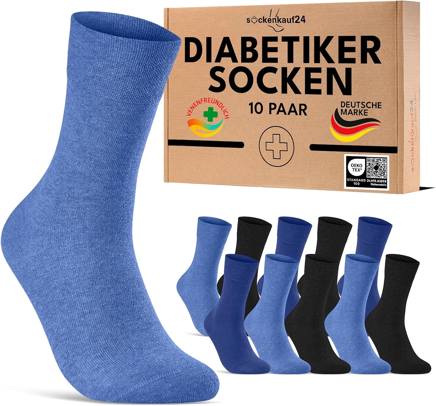 Imagen de sockenkauf24 Diabetikersocken 10 Paar ohne Gummibund und ohne Naht (Baumwolle) en OfertitasTOP
