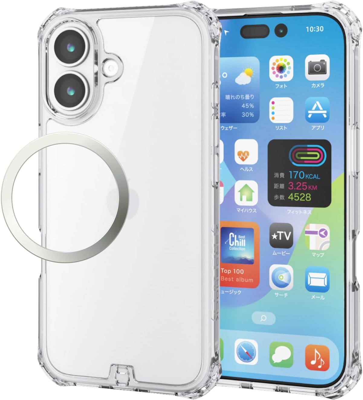 Detalle de エレコム ZEROSHOCK PMWA25AZEROTCR iPhone 17用クリアケース 四つ角ダンパー・カメラ保護設計・フィルム付き